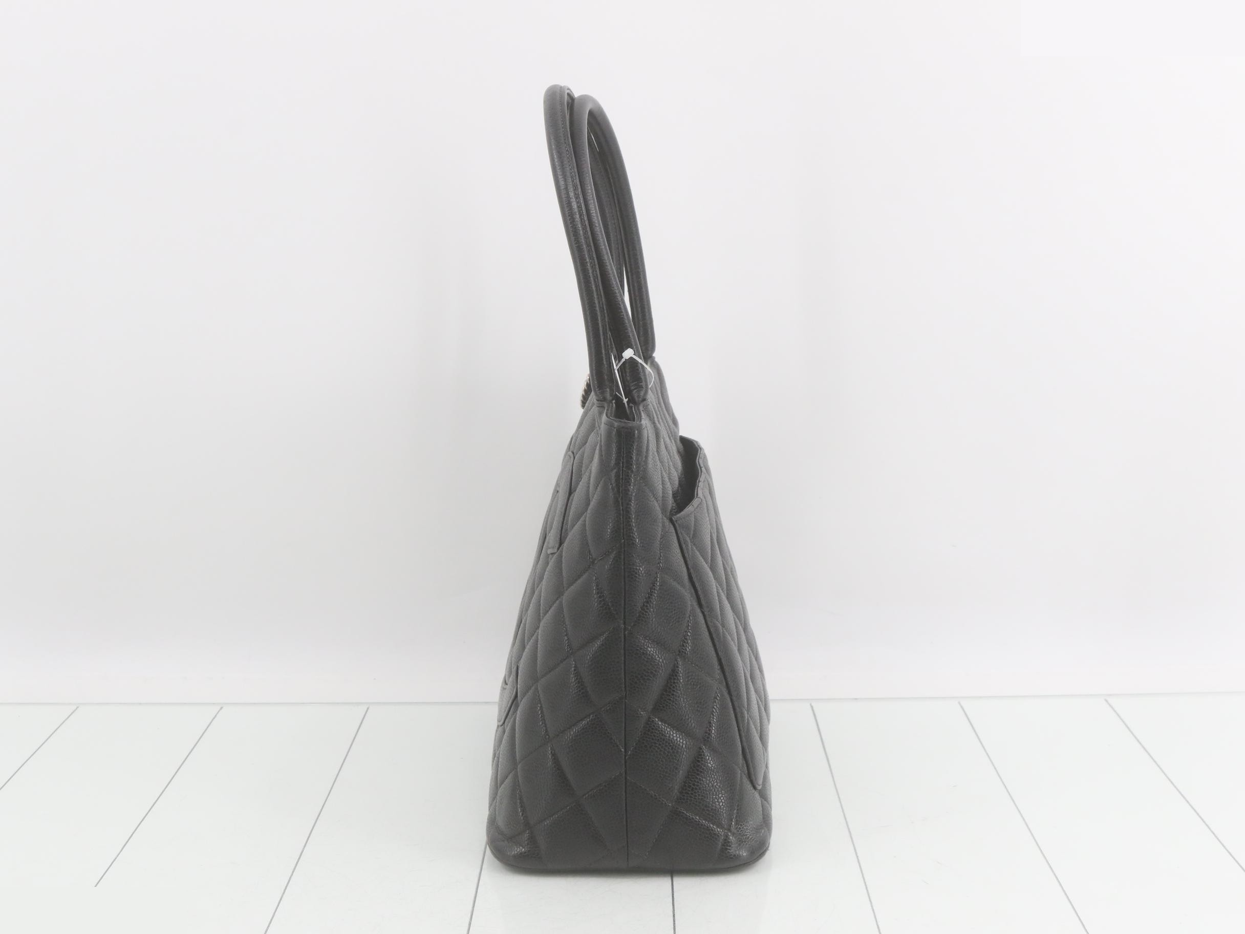Reissue Tote Bag, Caviar Skin Handbag, Black — view 3