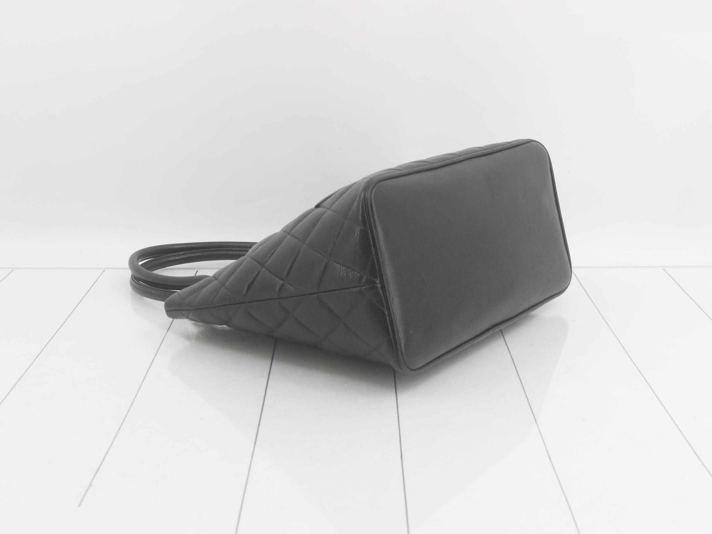 Reissue Tote Bag, Caviar Skin Handbag, Black — view 5
