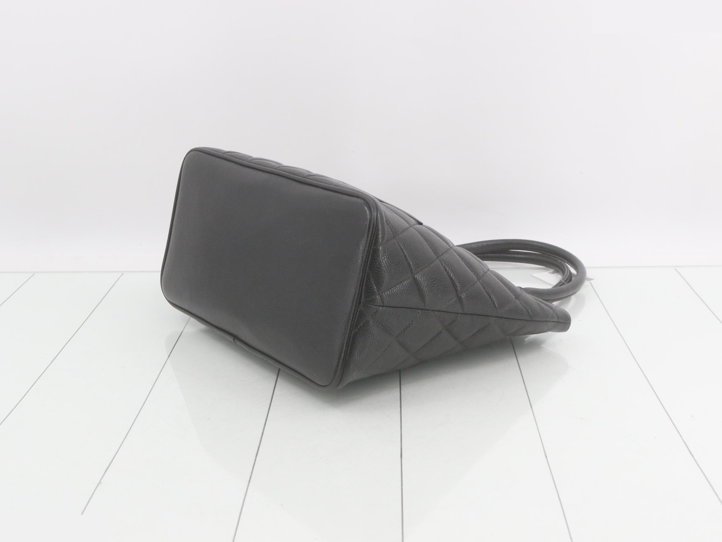 Reissue Tote Bag, Caviar Skin Handbag, Black — view 6