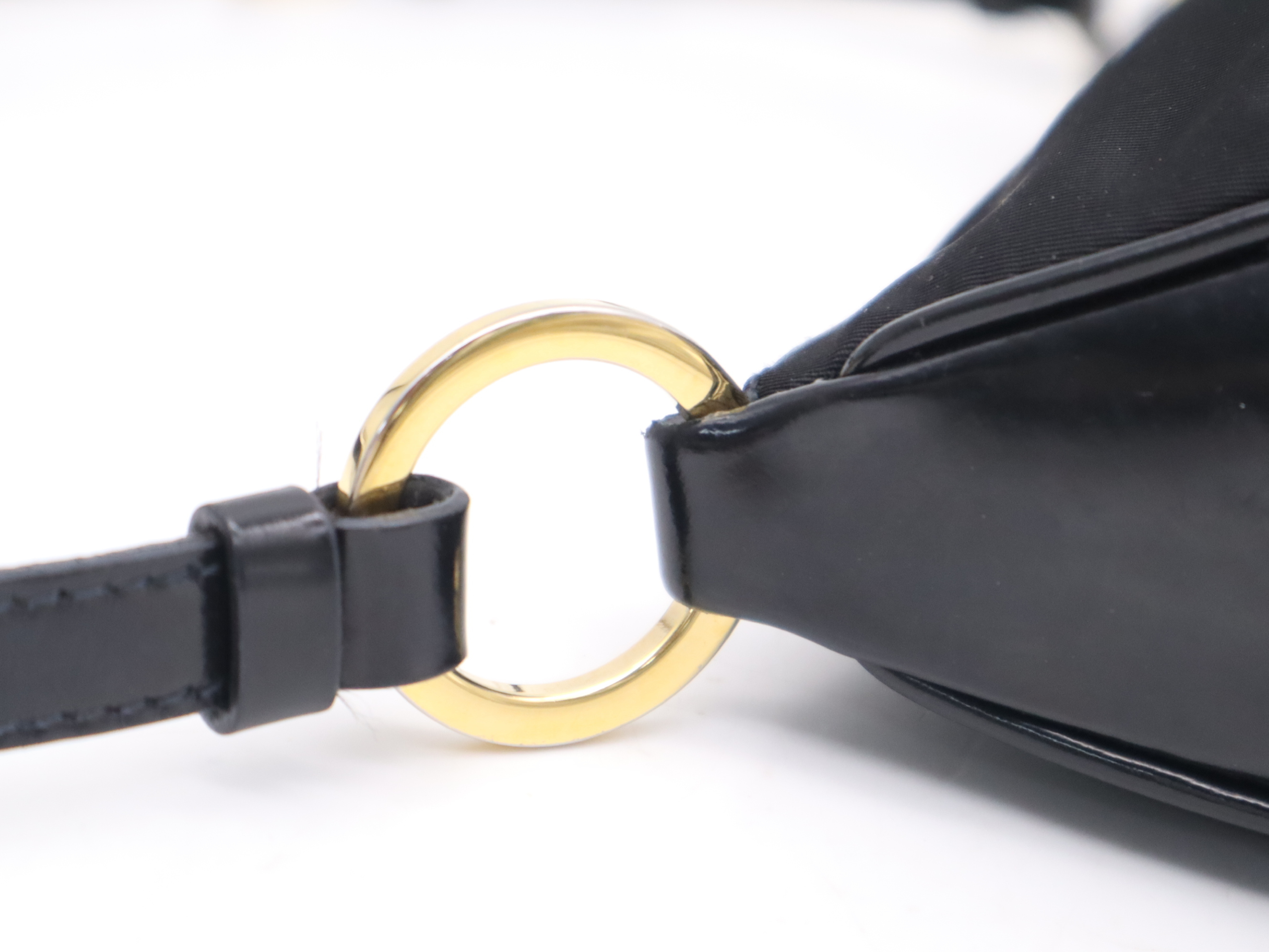 Nylon Triangle Logo Shoulder Bag, Black, Silver Hardware — view 8
