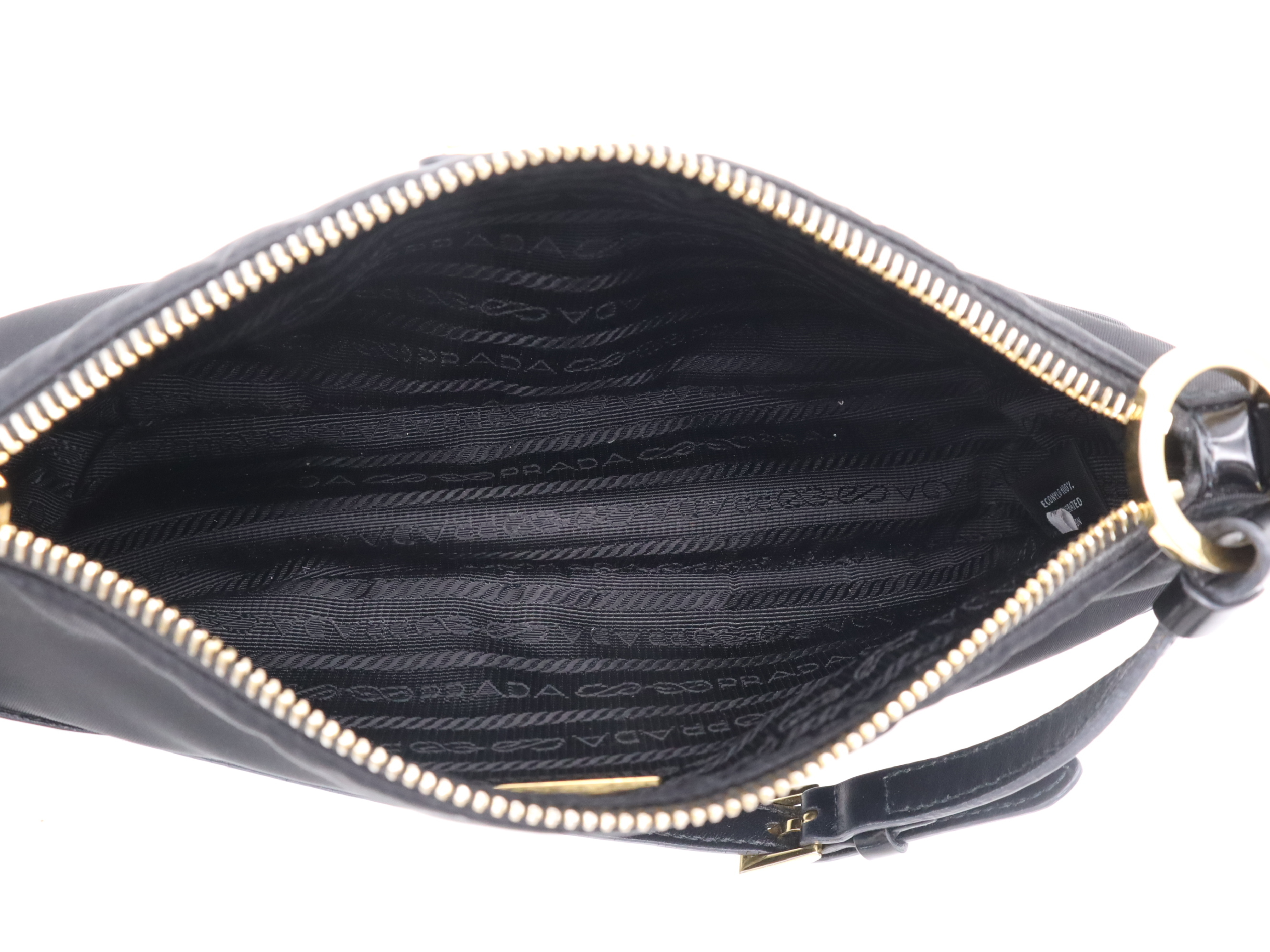 Nylon Triangle Logo Shoulder Bag, Black, Silver Hardware — view 10