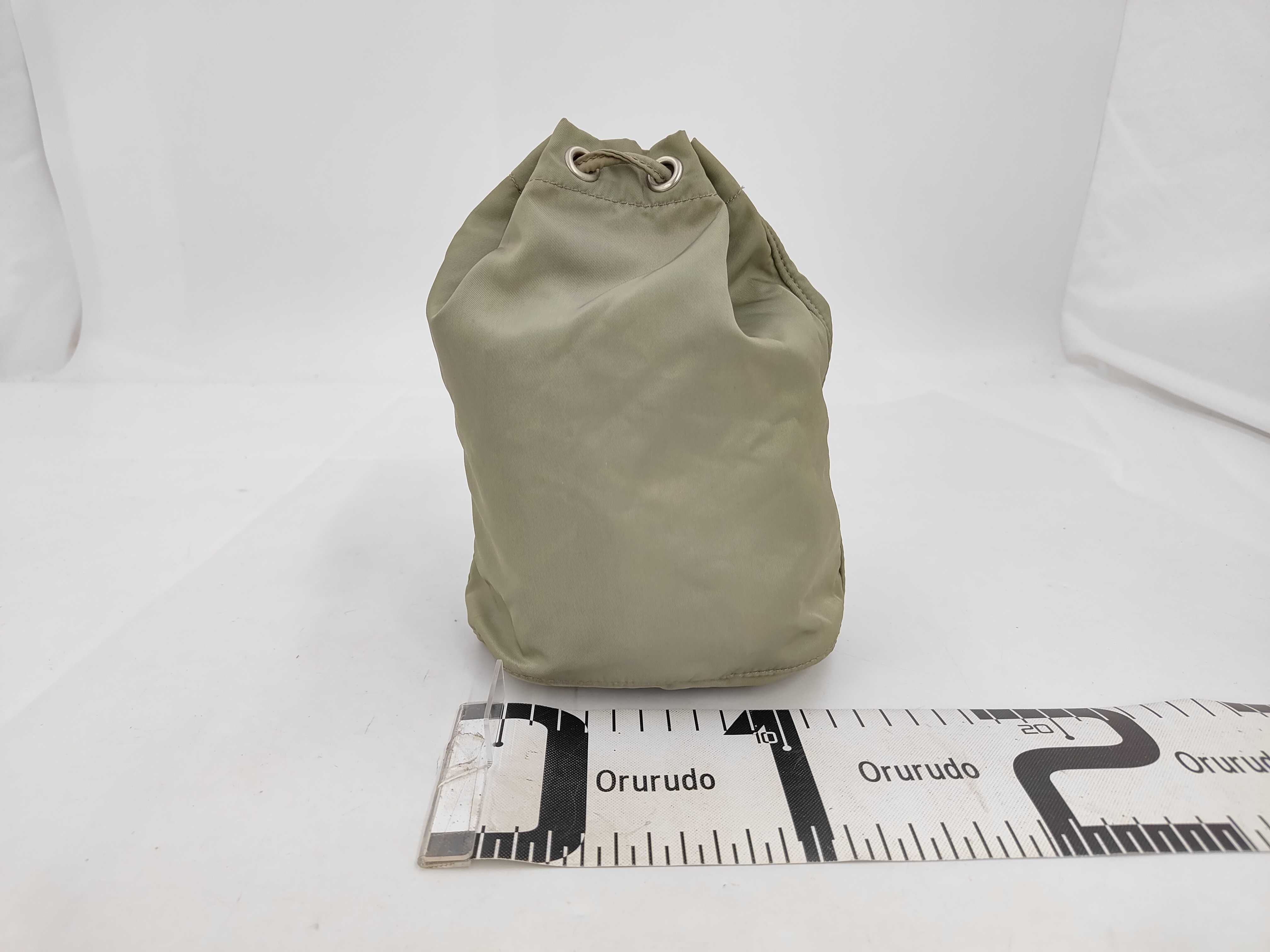 nylon drawstring pouch with triangular logo. (Nylon handbag/pouch) — view 2