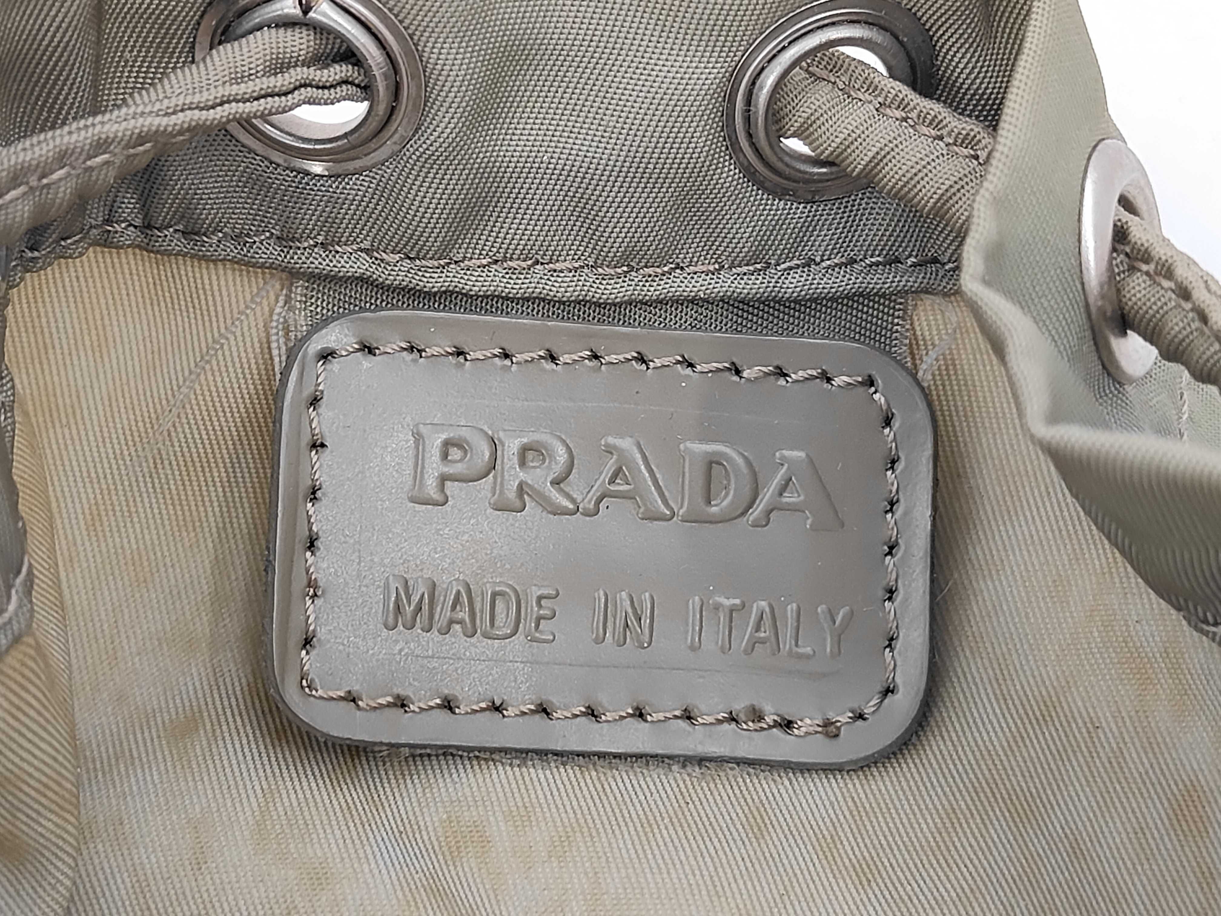 nylon drawstring pouch with triangular logo. (Nylon handbag/pouch) — view 8
