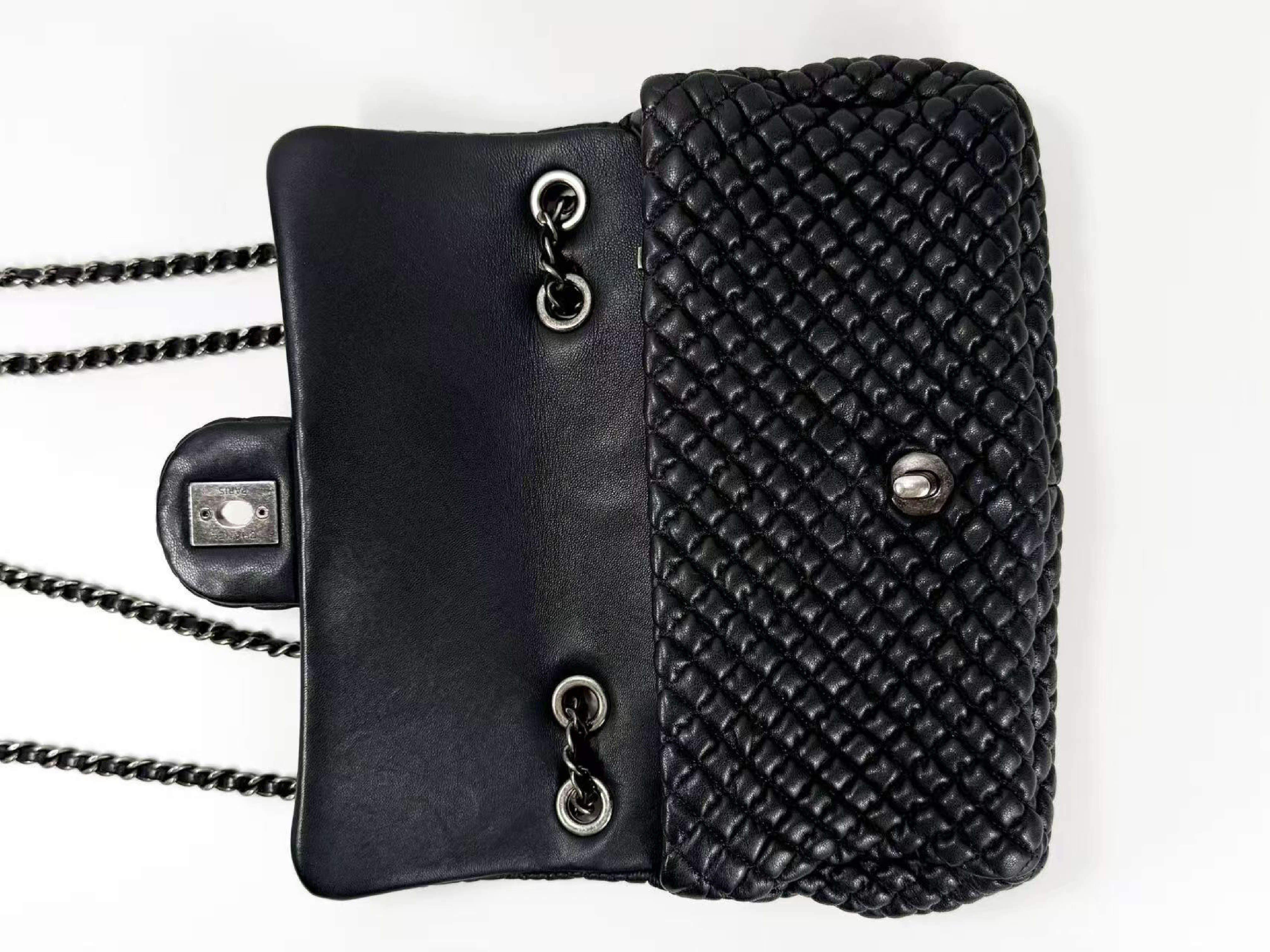 Black Micro Minimato Paris Dallas Double Chain Shoulder Bag, W21/H11/D5cm (approx.), serial number in the 21st range. Vintage silver hardware, includes dust bag and seal. Item number 21432294. Excellent condition (A-AB). — view 14