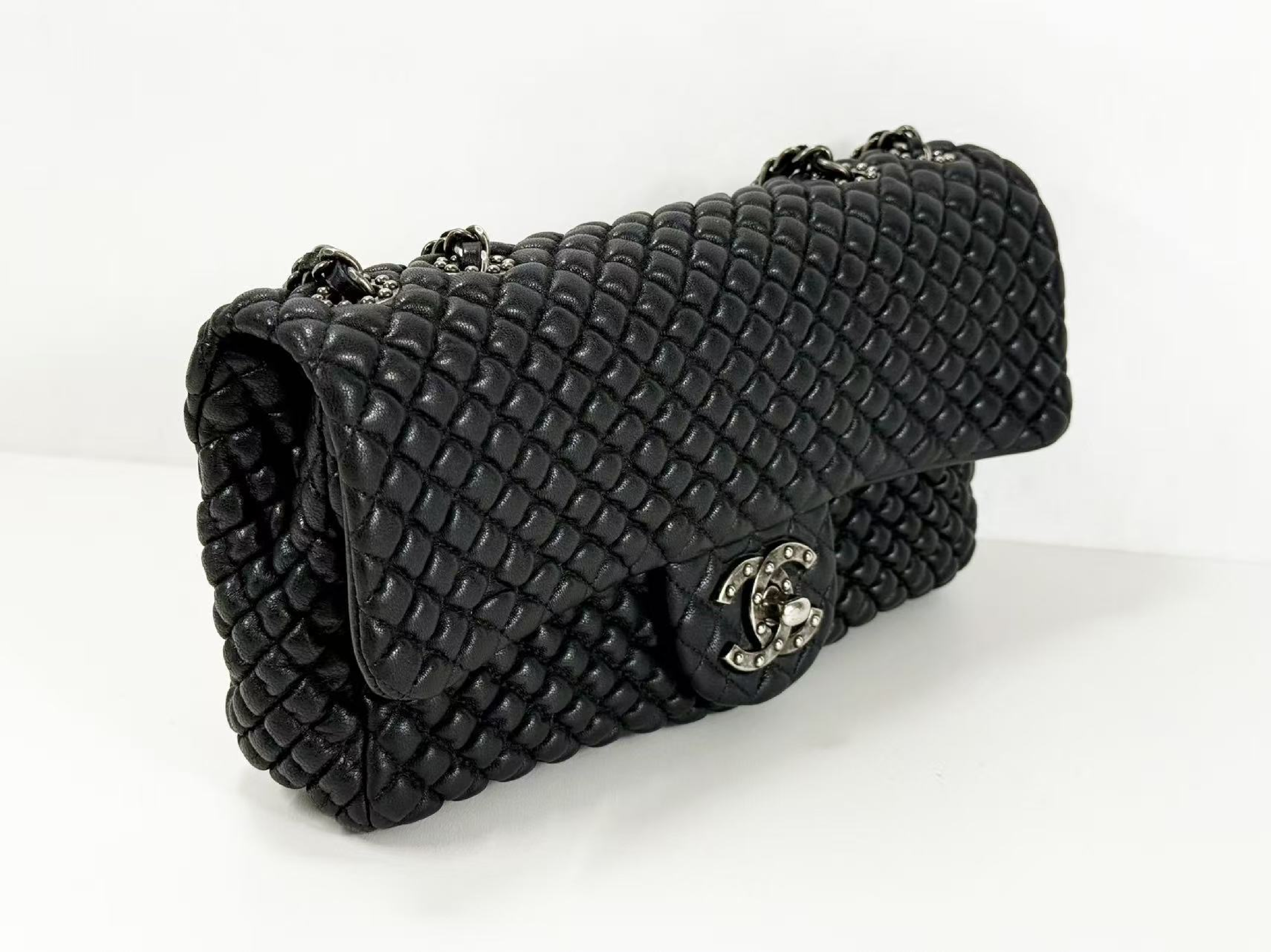 Black Micro Minimato Paris Dallas Double Chain Shoulder Bag, W21/H11/D5cm (approx.), serial number in the 21st range. Vintage silver hardware, includes dust bag and seal. Item number 21432294. Excellent condition (A-AB). — view 6