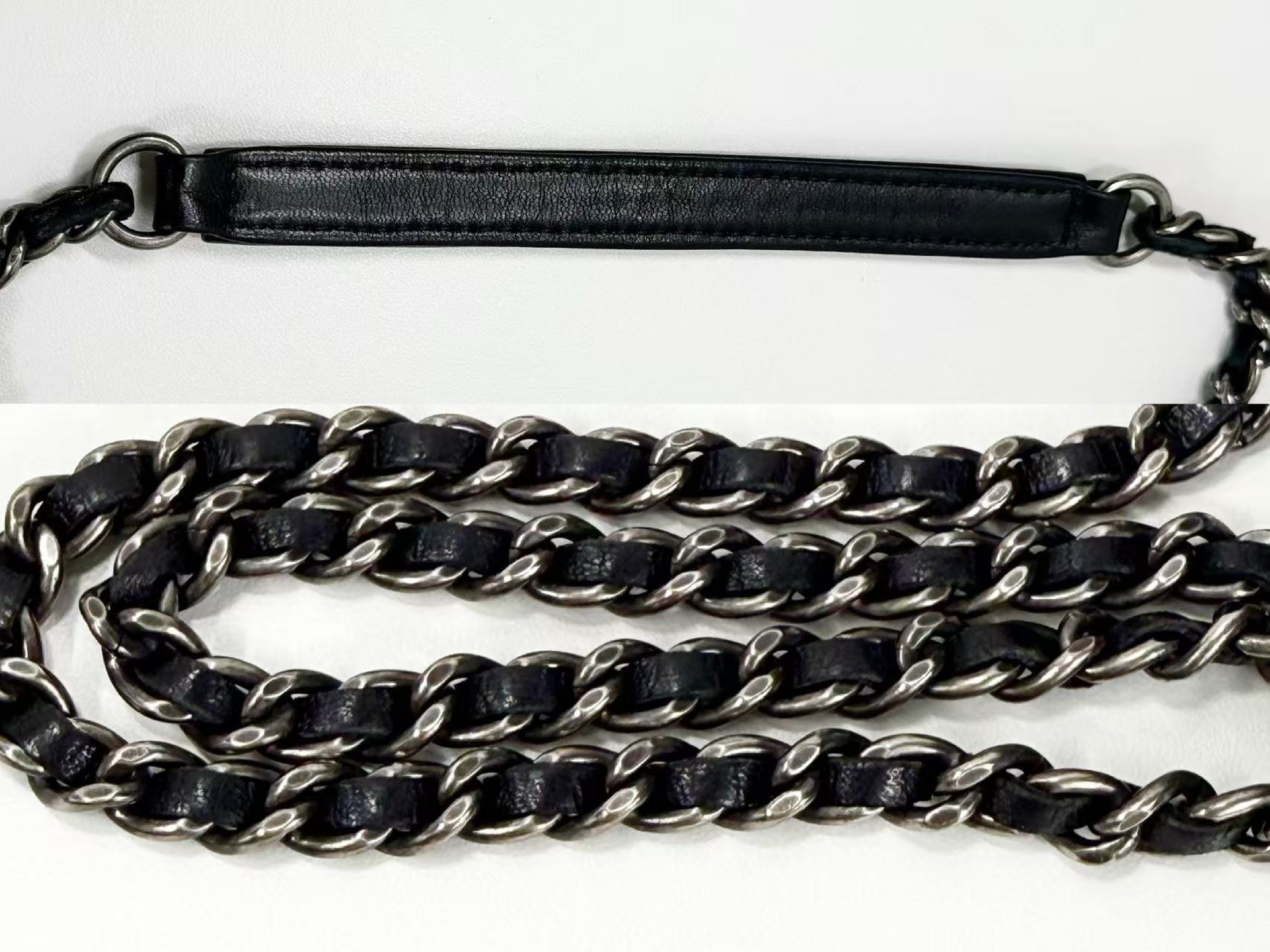 Black Micro Minimato Paris Dallas Double Chain Shoulder Bag, W21/H11/D5cm (approx.), serial number in the 21st range. Vintage silver hardware, includes dust bag and seal. Item number 21432294. Excellent condition (A-AB). — view 9