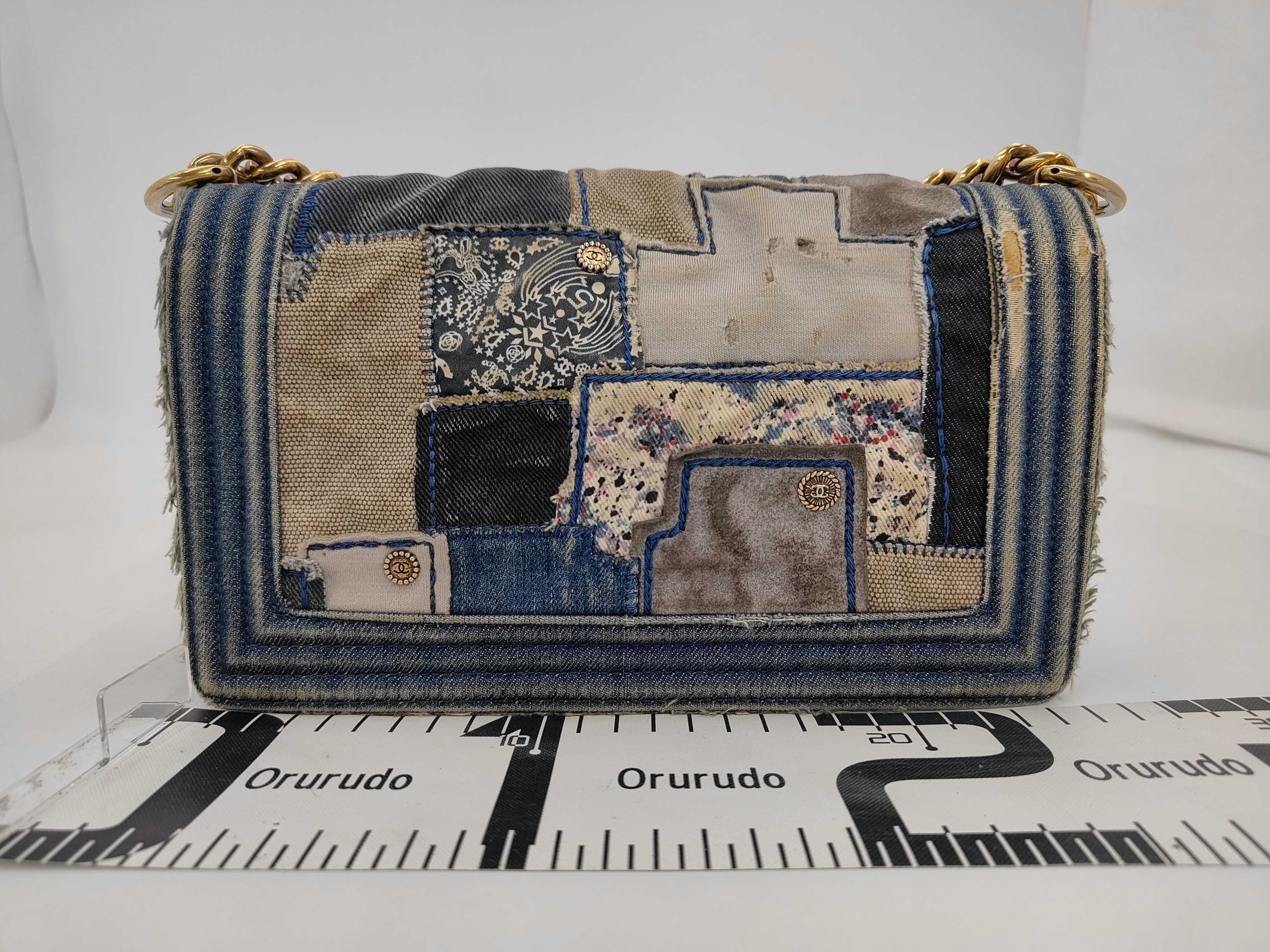 Boy Chanel Denim Blue Gold Shoulder Bag — view 2