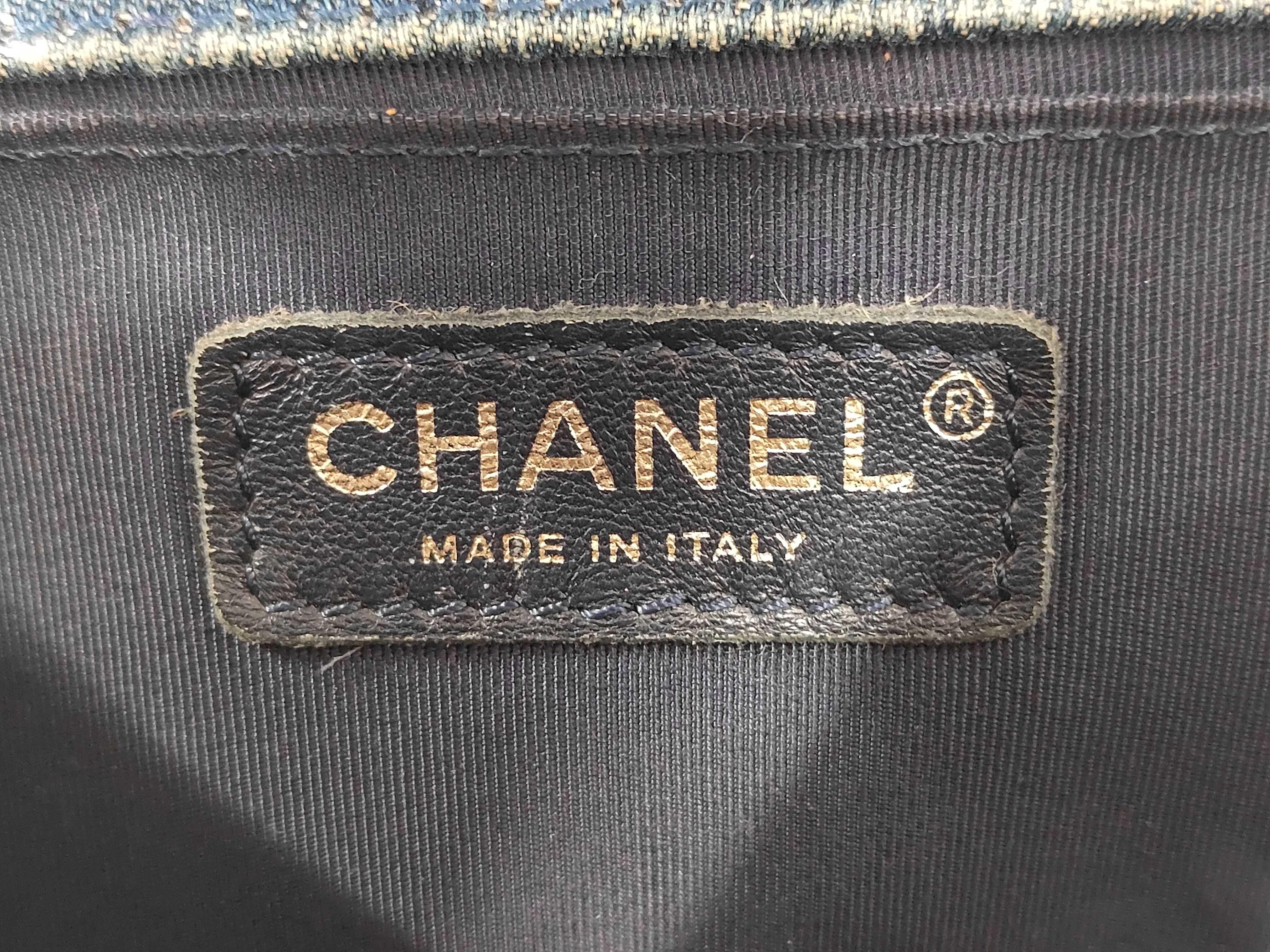 Boy Chanel Denim Blue Gold Shoulder Bag — view 11