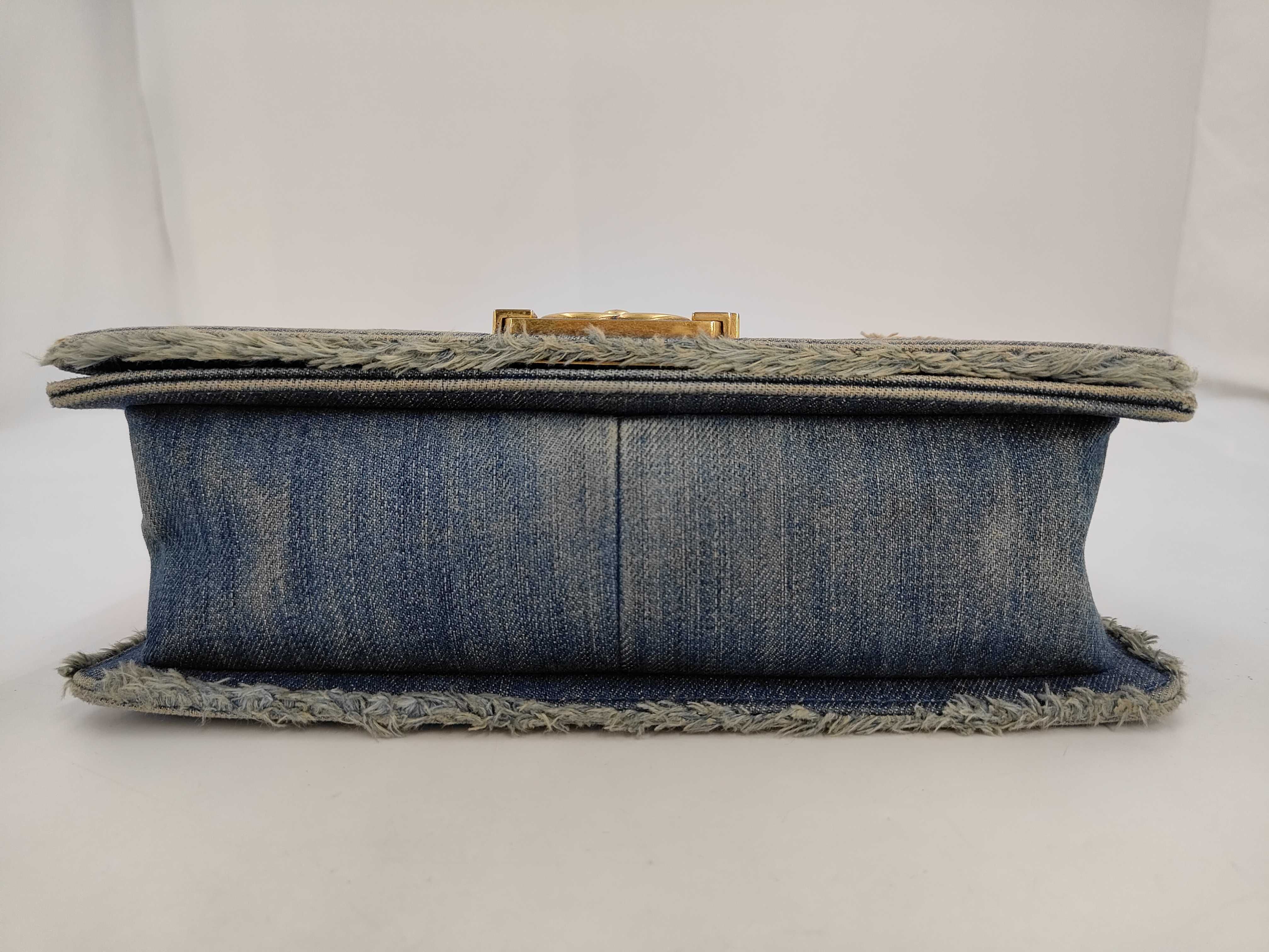 Boy Chanel Denim Blue Gold Shoulder Bag — view 3