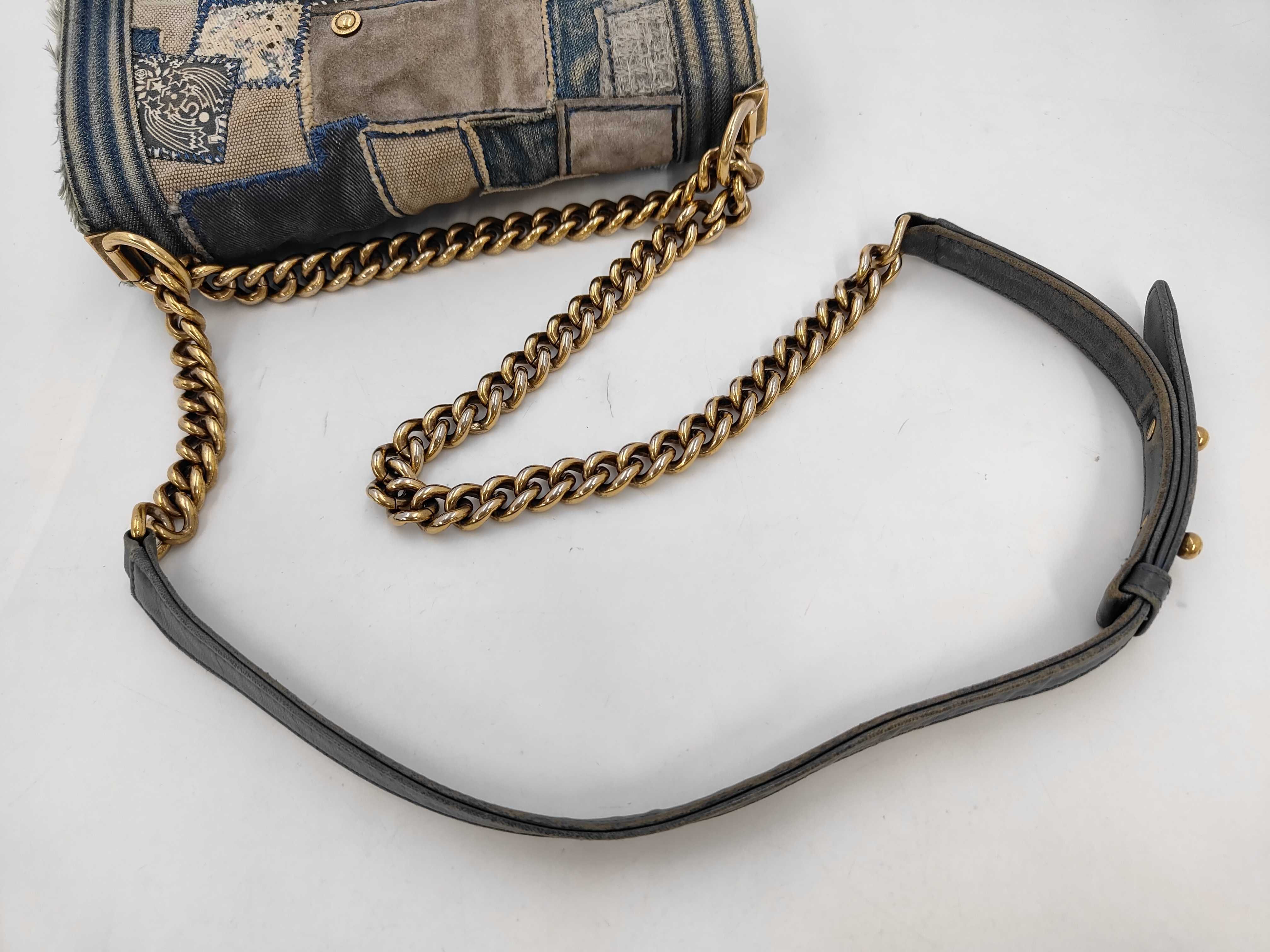 Boy Chanel Denim Blue Gold Shoulder Bag — view 5