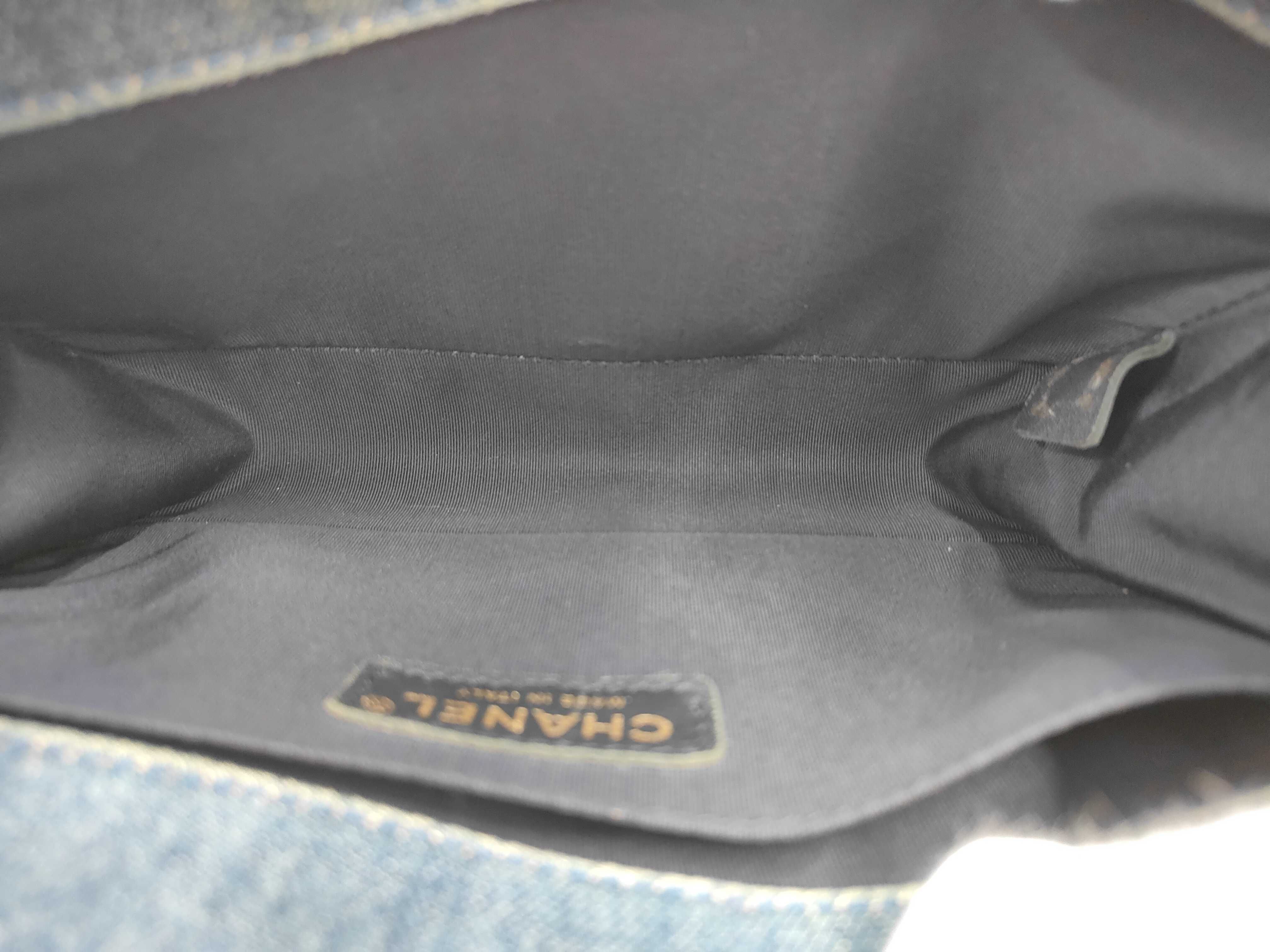 Boy Chanel Denim Blue Gold Shoulder Bag — view 9