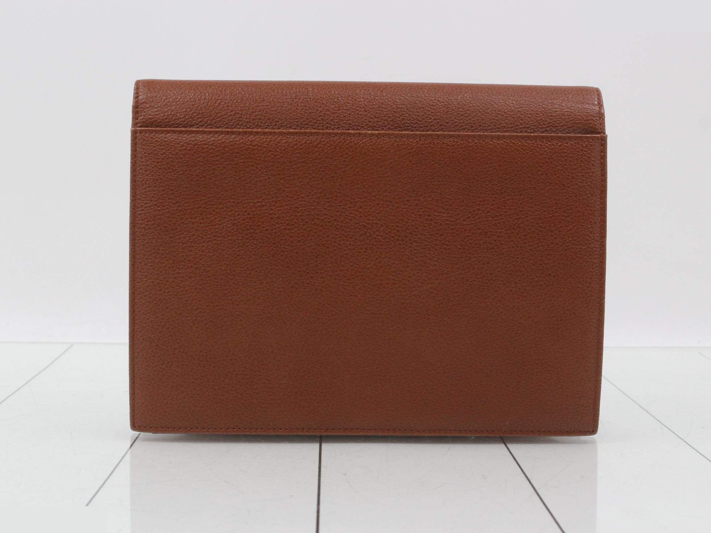 Clutch bag, leather, triangular logo, camel color, W25 H18 D4.5 — view 2