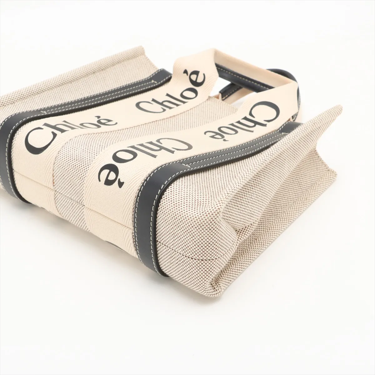 Woody Small Canvas x Leather Handbag Beige x Brown — view 3