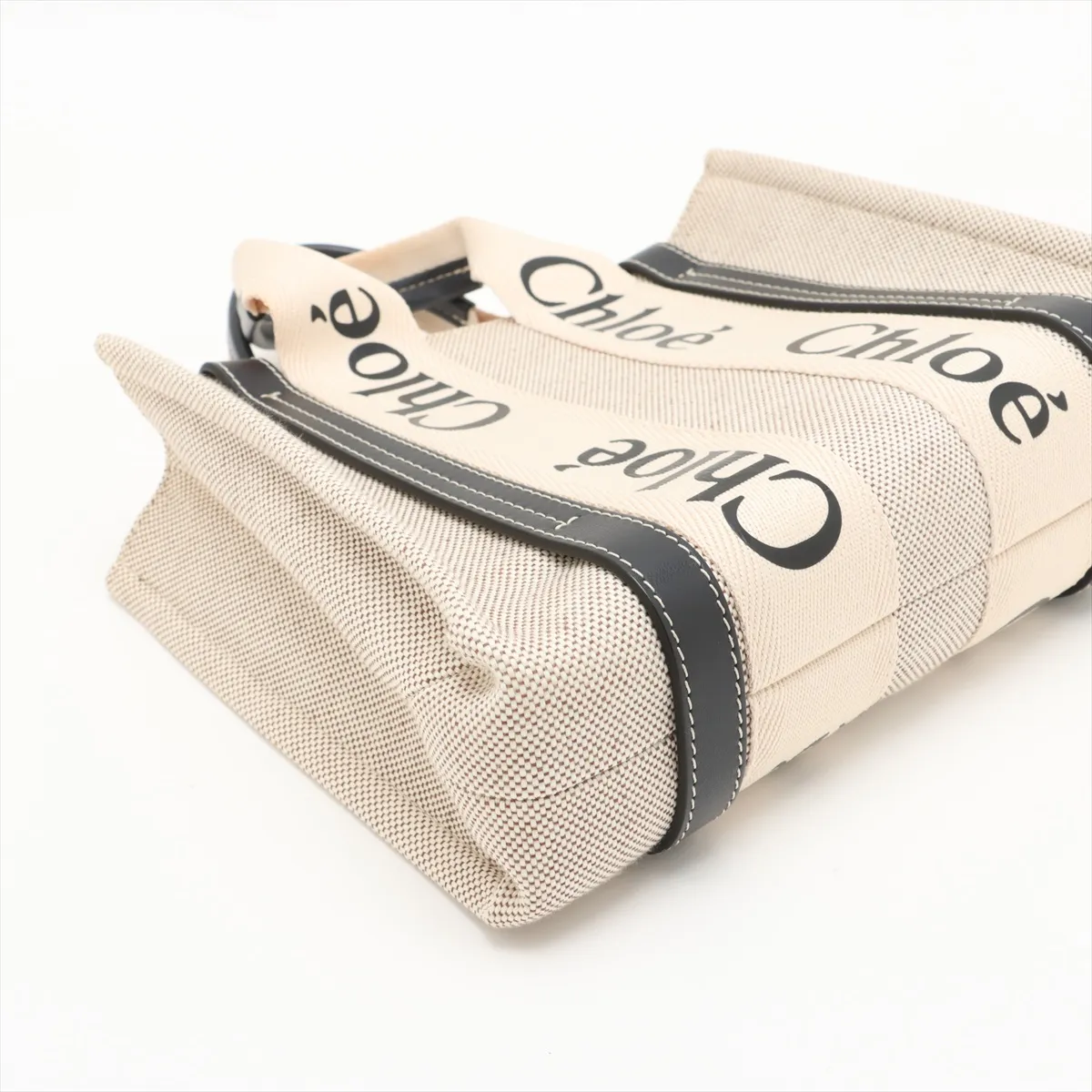 Woody Small Canvas x Leather Handbag Beige x Brown — view 4