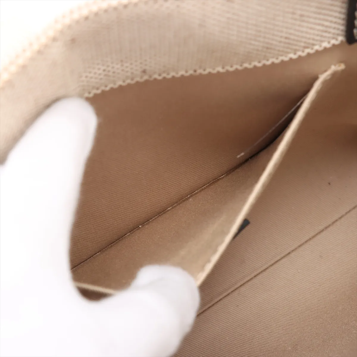Woody Small Canvas x Leather Handbag Beige x Brown — view 8