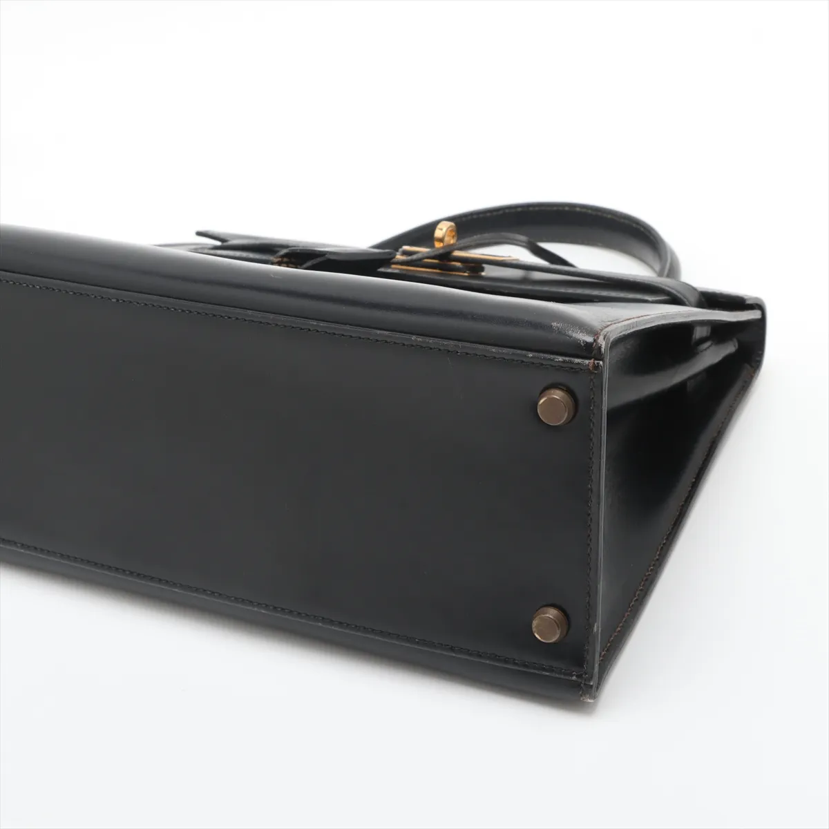 [Individually wrapped] Hermes Kelly 28 Serie Box Calf Black Gold Hardware Q:1987 — view 3