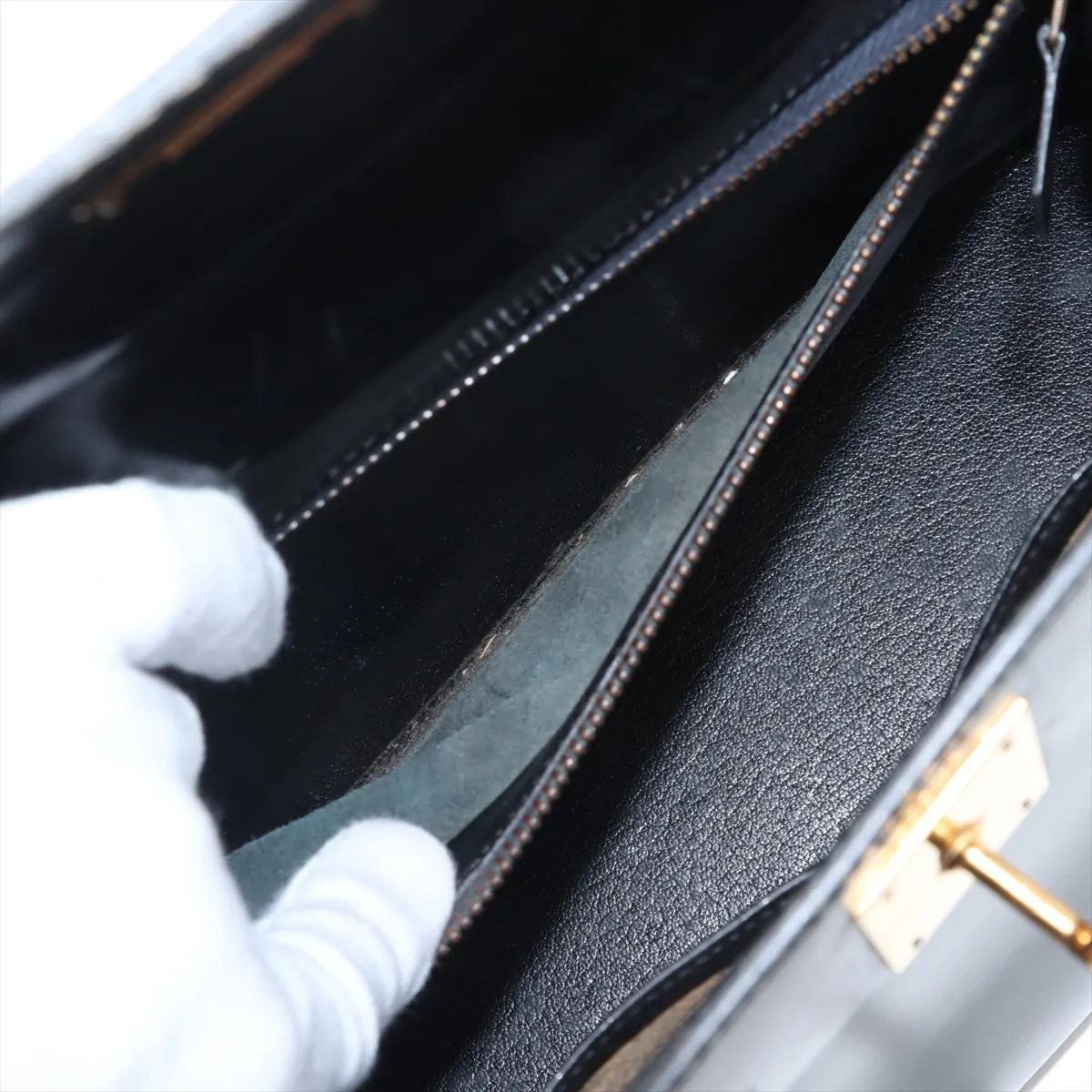 [Individually wrapped] Hermes Kelly 28 Serie Box Calf Black Gold Hardware Q:1987 — view 8