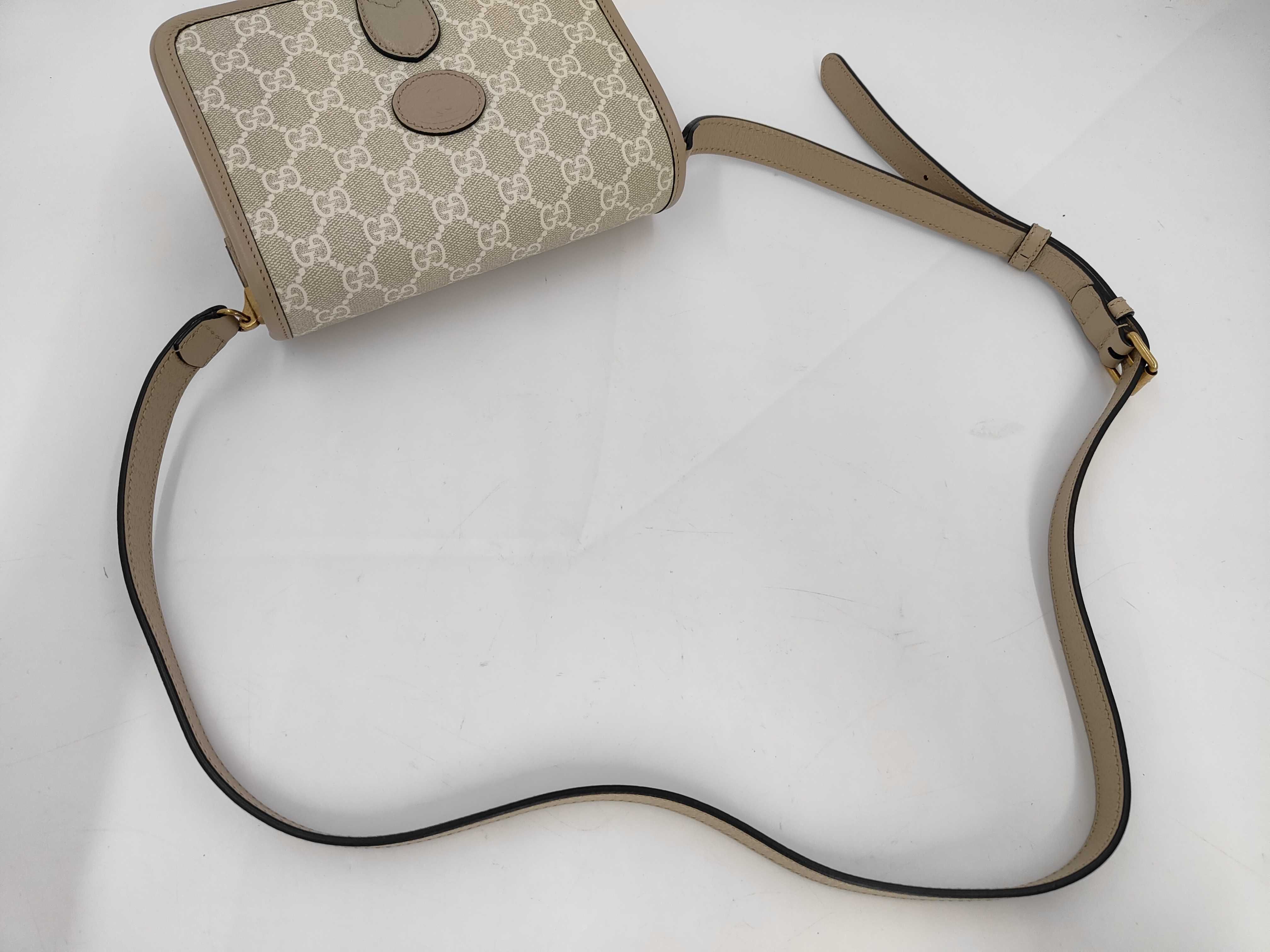 Interlocking GG Supreme 671620 Shoulder Bag, Canvas/PVC, Ivory/Beige — view 3