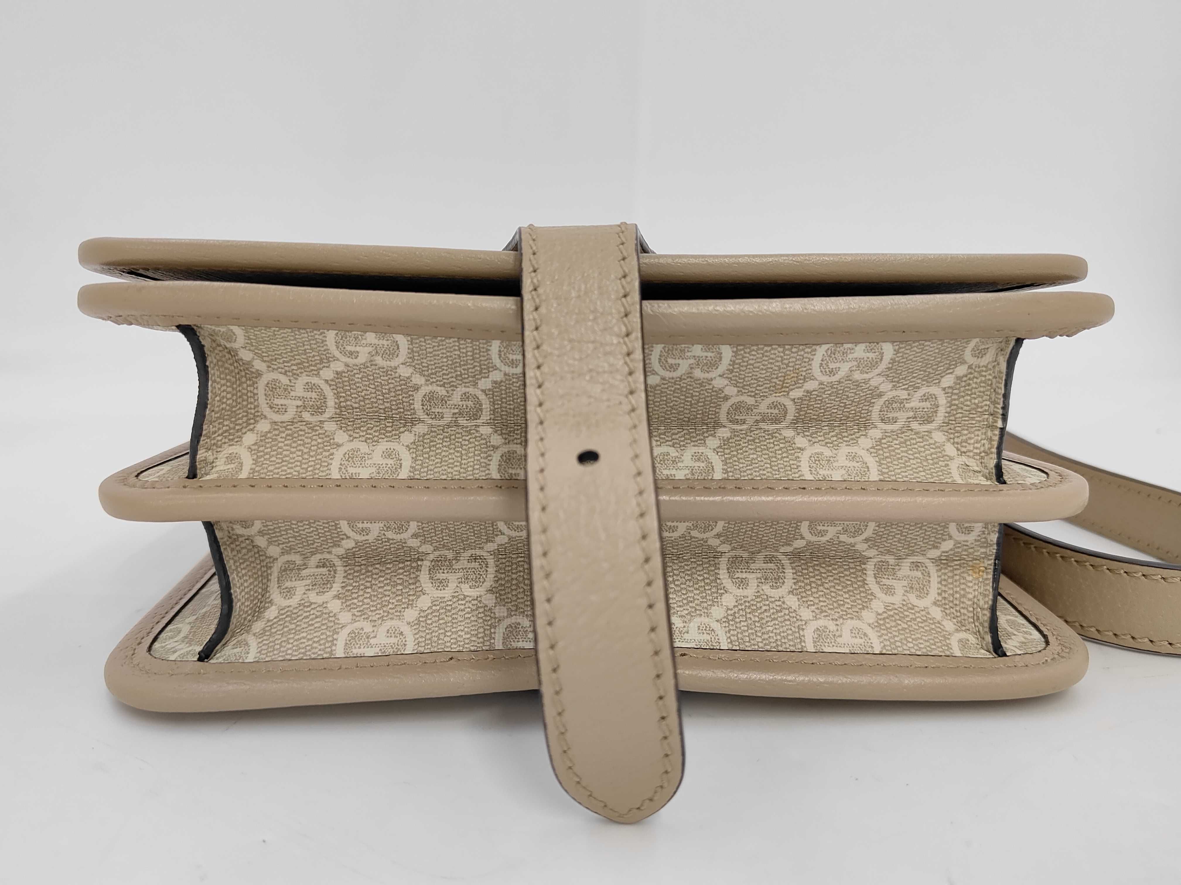 Interlocking GG Supreme 671620 Shoulder Bag, Canvas/PVC, Ivory/Beige — view 6
