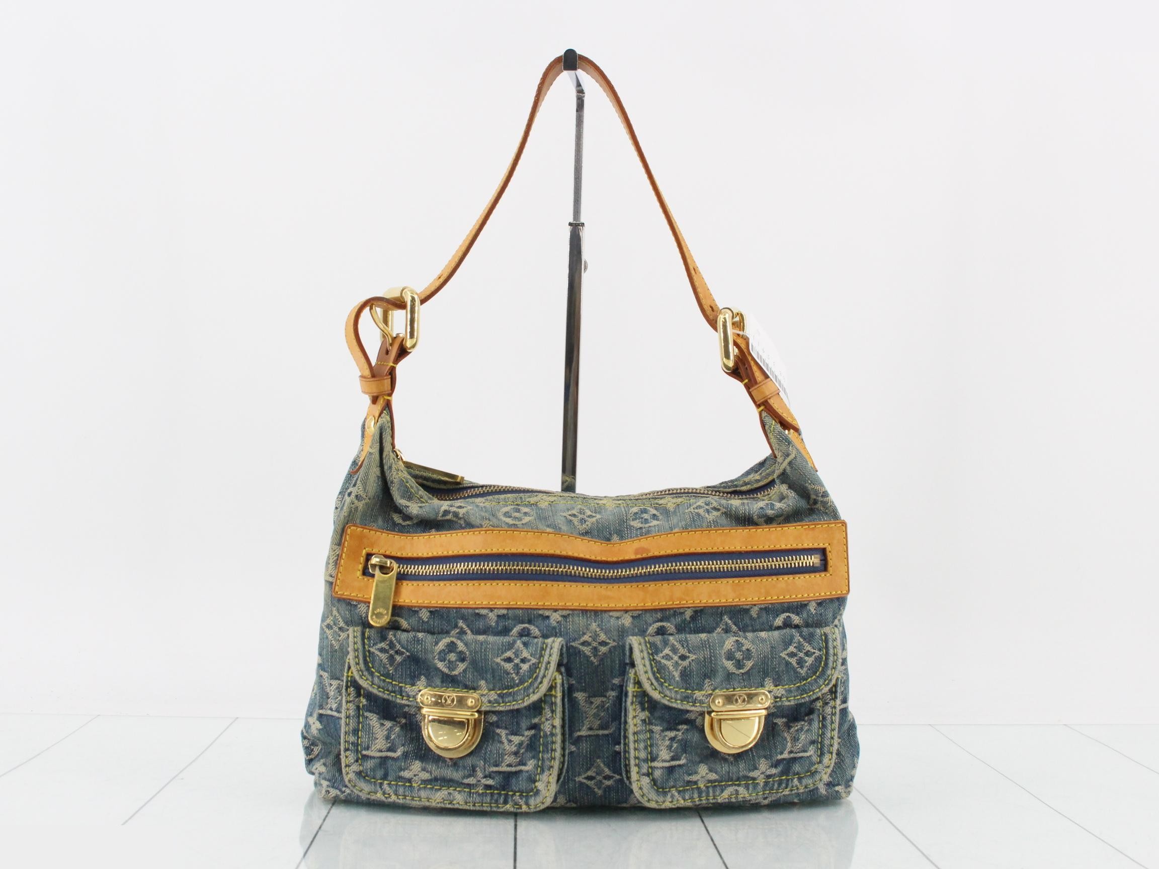 Monogram Denim Baggy PM Blue Shoulder Bag