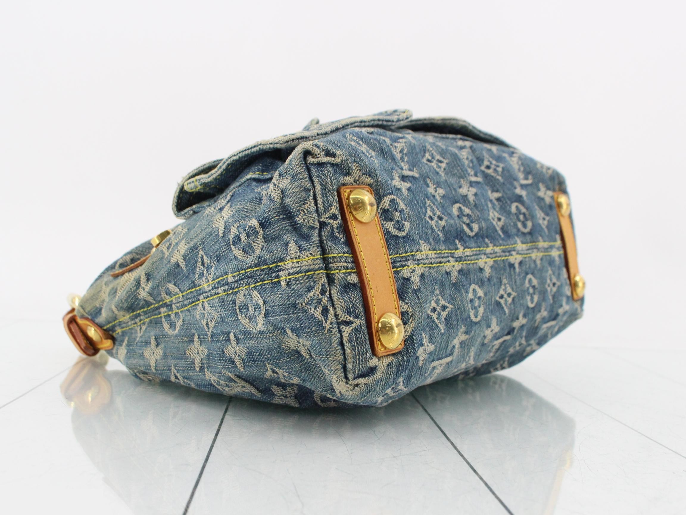 Monogram Denim Baggy PM Blue Shoulder Bag — view 5