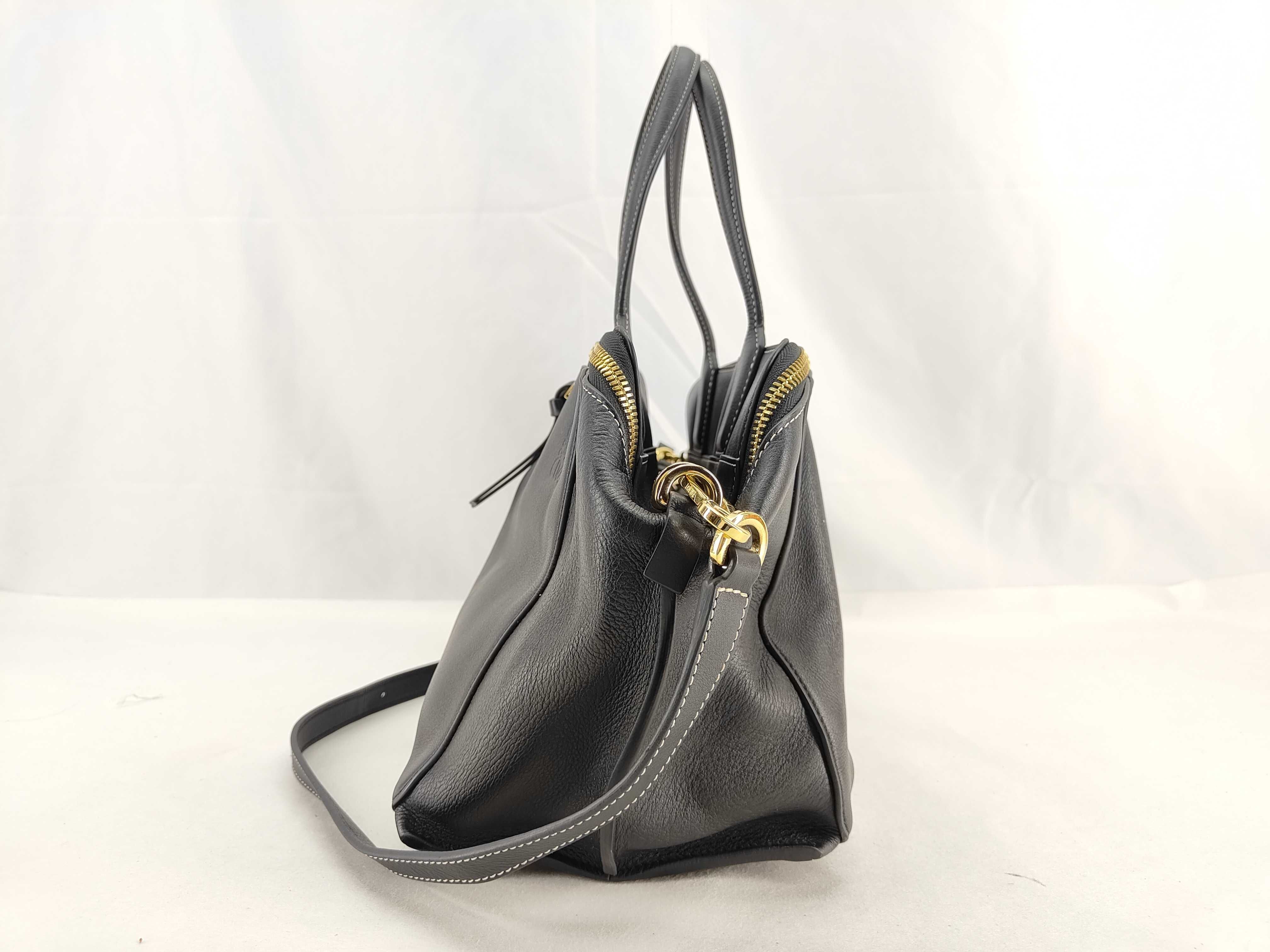 Amazona 28 Leather Handbag, Black Boston Bag — view 3