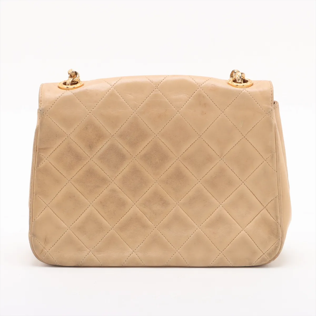 Matelasse Lambskin Single Flap Single Chain Bag Beige Gold Hardware — view 2