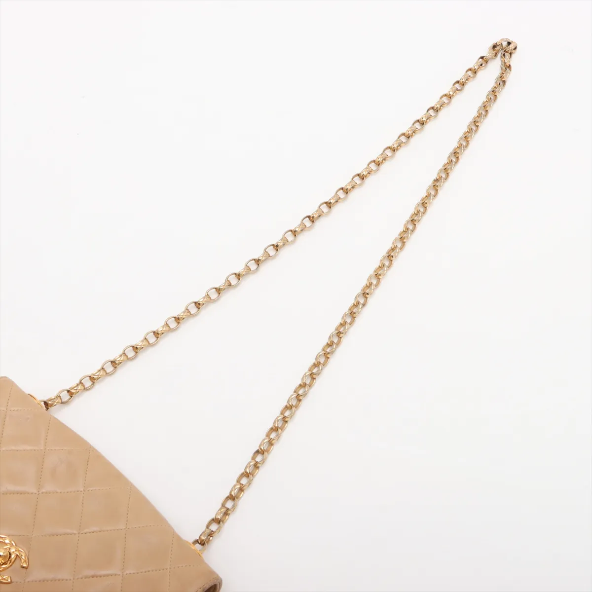 Matelasse Lambskin Single Flap Single Chain Bag Beige Gold Hardware — view 5