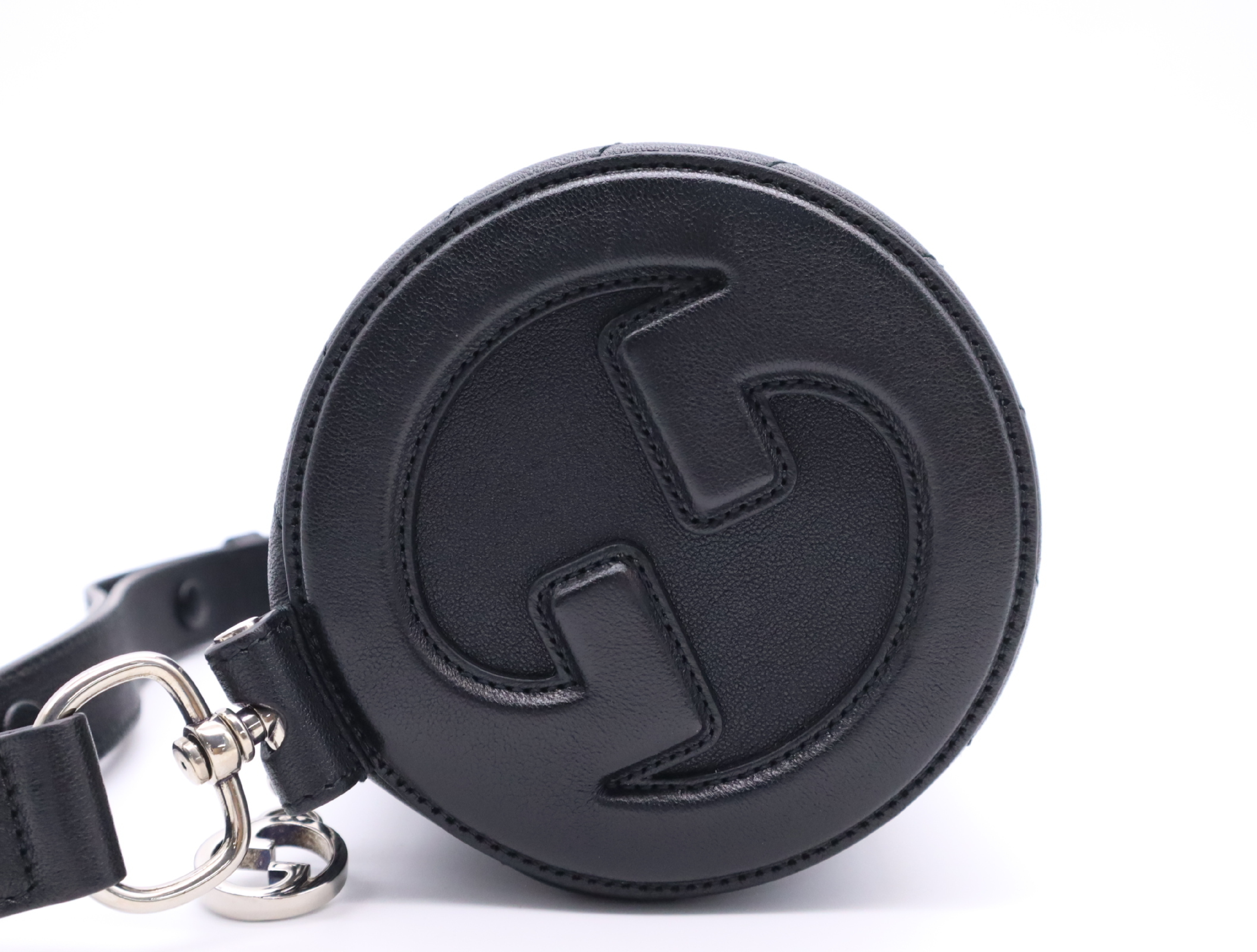 760169 Leather Mini Barrel Shoulder Bag, Black, with dust bag and box. — view 3