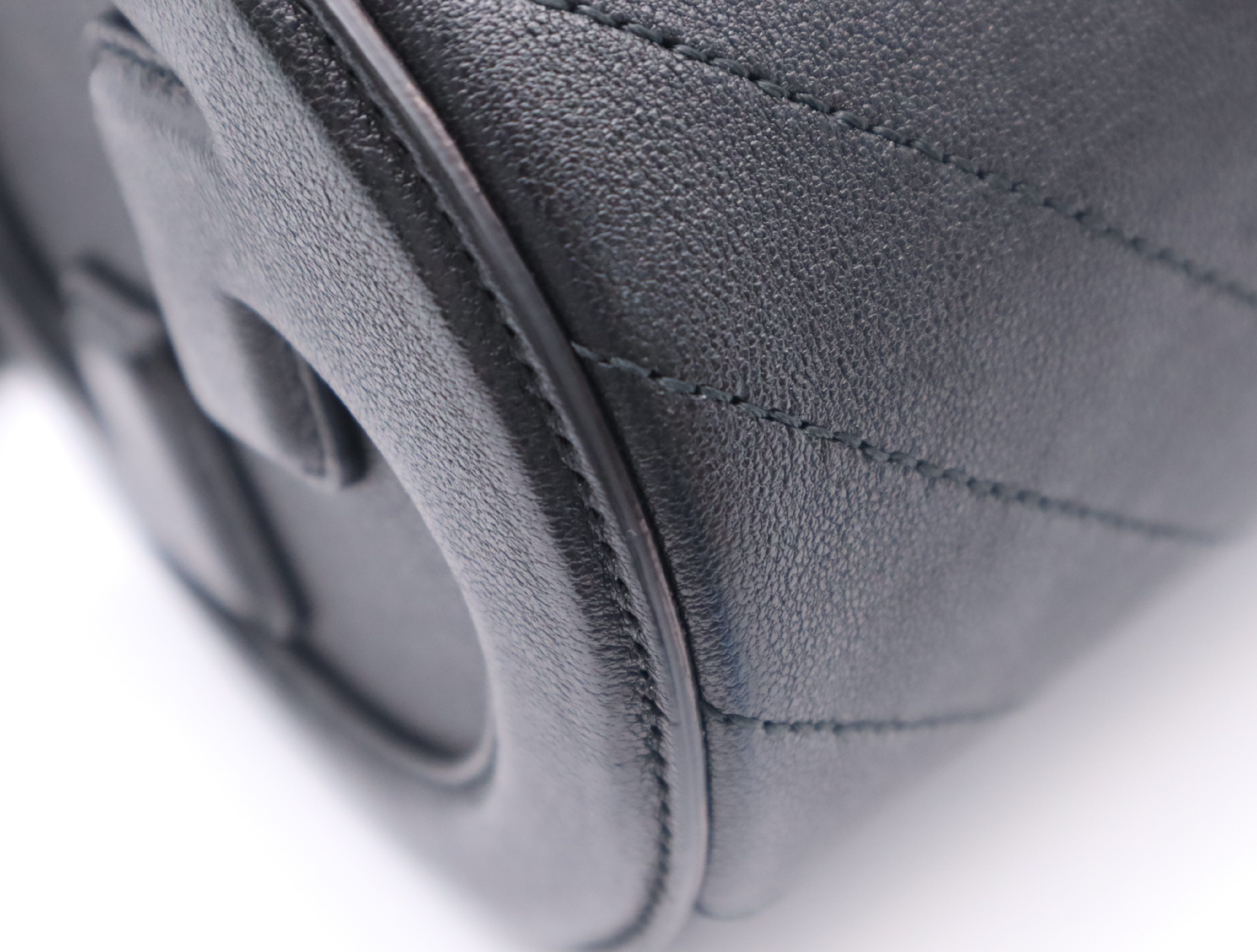 760169 Leather Mini Barrel Shoulder Bag, Black, with dust bag and box. — view 6