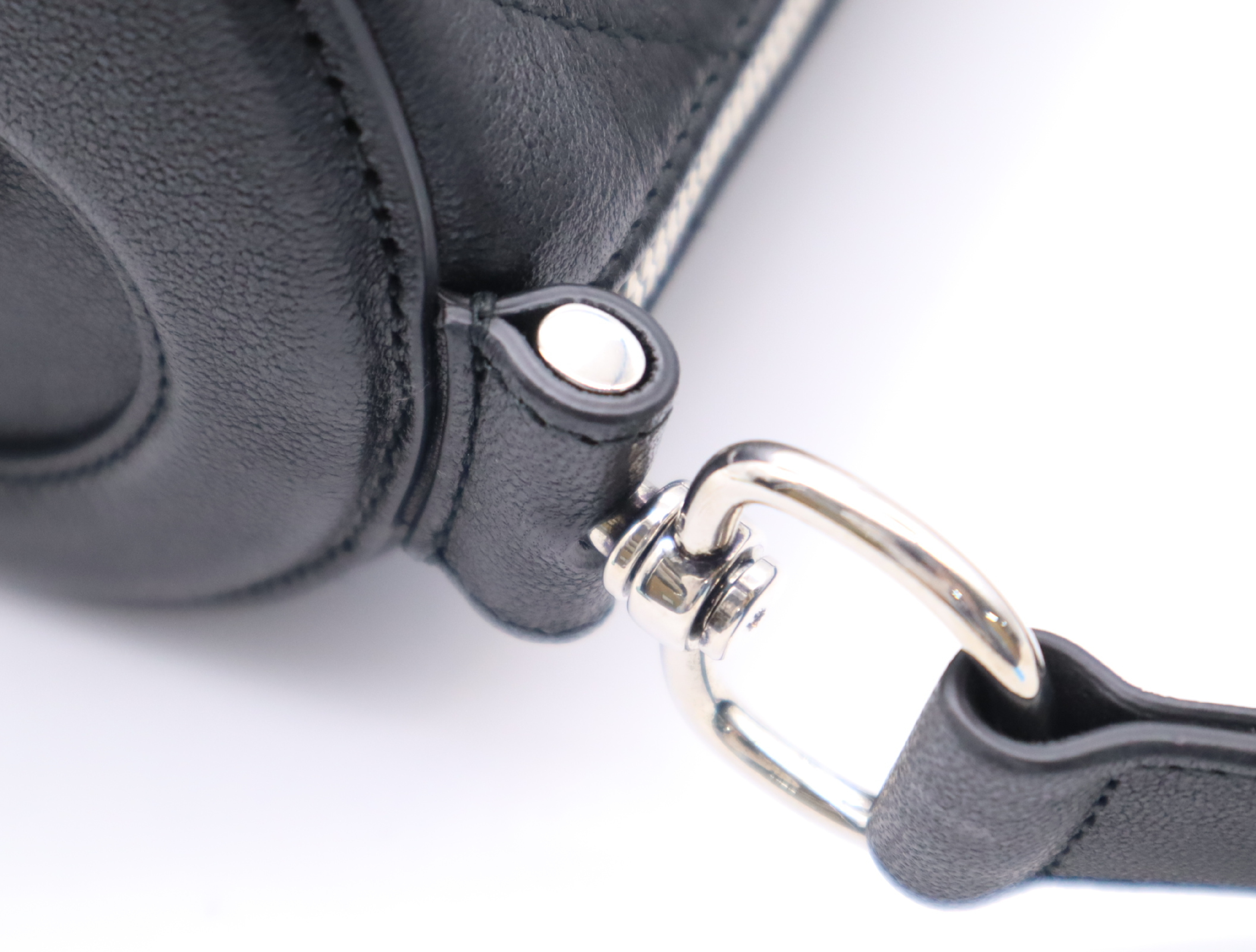 760169 Leather Mini Barrel Shoulder Bag, Black, with dust bag and box. — view 8
