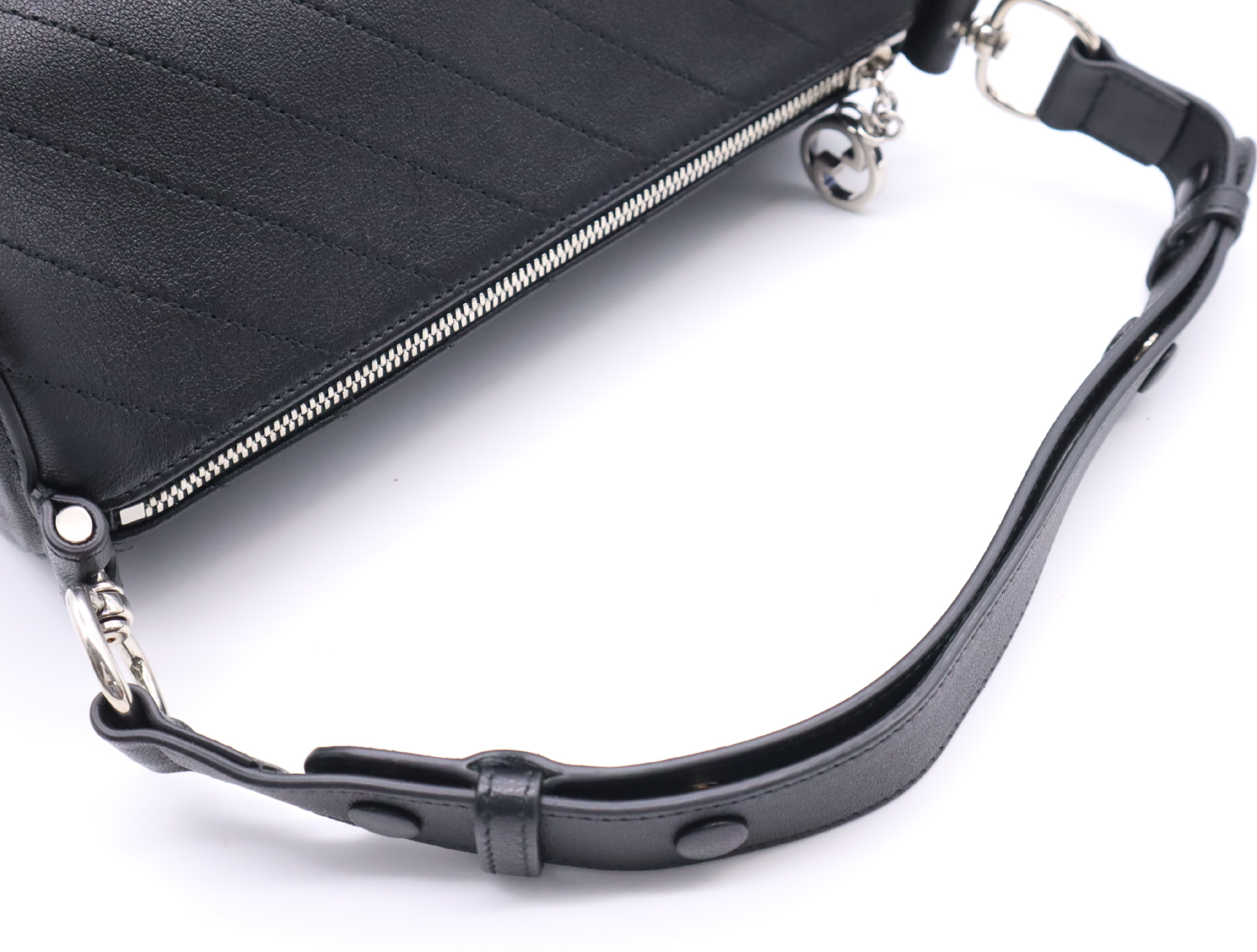 760169 Leather Mini Barrel Shoulder Bag, Black, with dust bag and box. — view 10