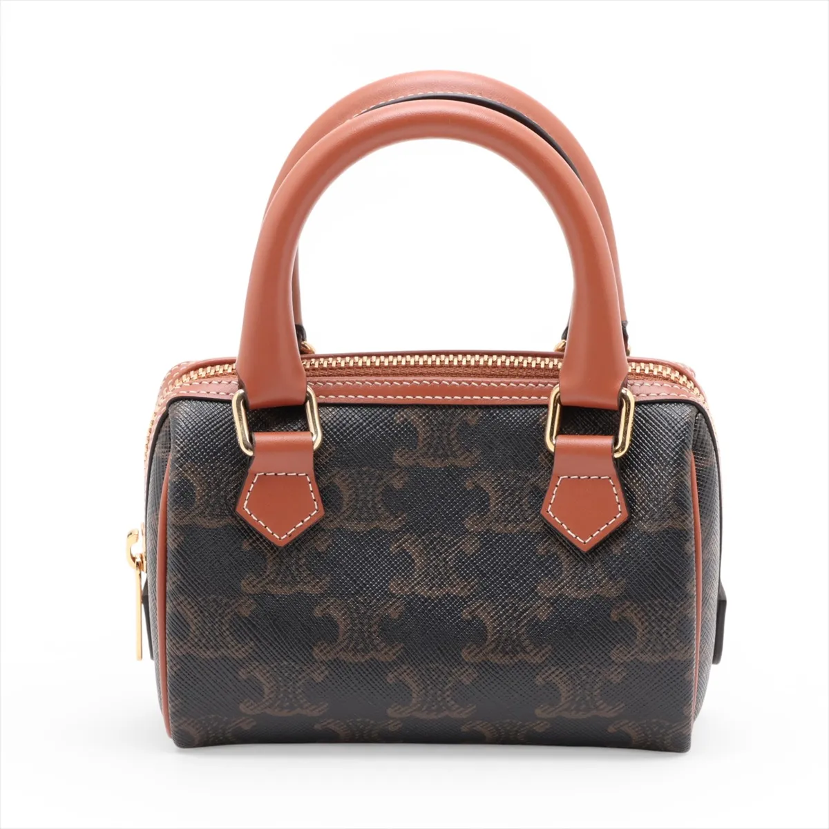 Cuile Triomphe PVC x Leather 2-Way Handbag, Brown — view 2