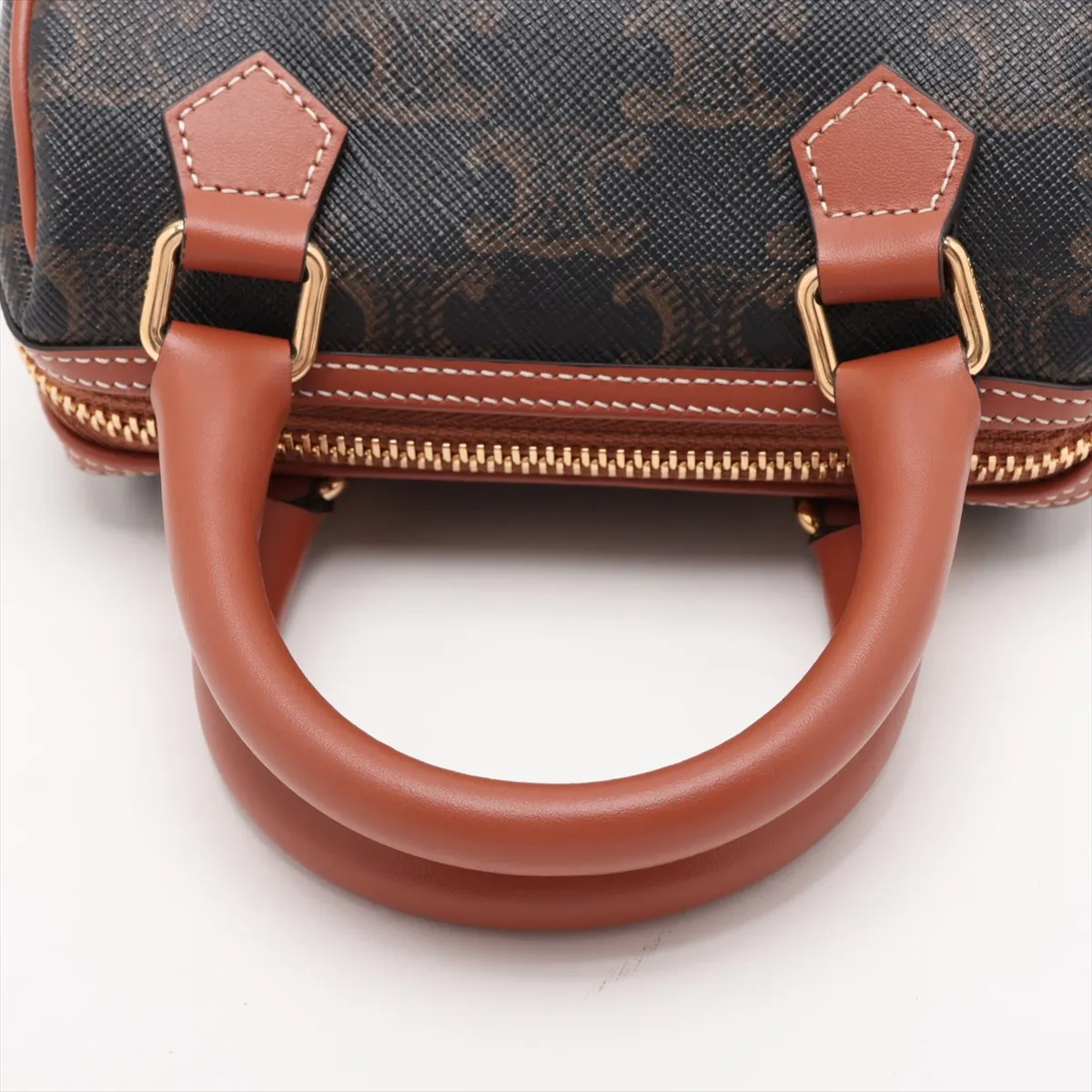 Cuile Triomphe PVC x Leather 2-Way Handbag, Brown — view 5