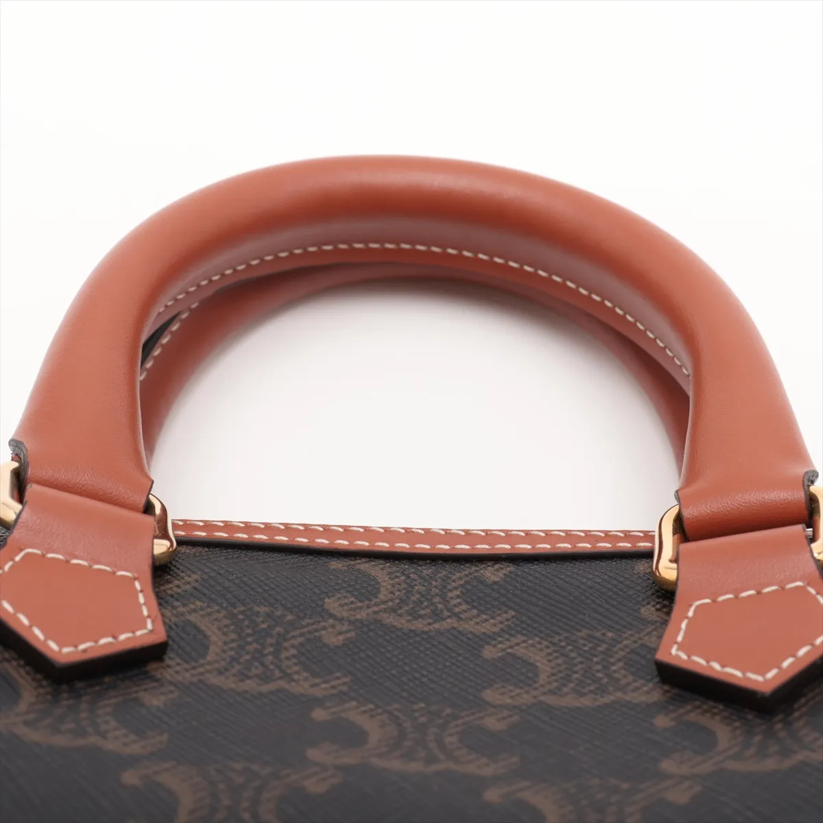 Cuile Triomphe PVC x Leather 2-Way Handbag, Brown — view 6