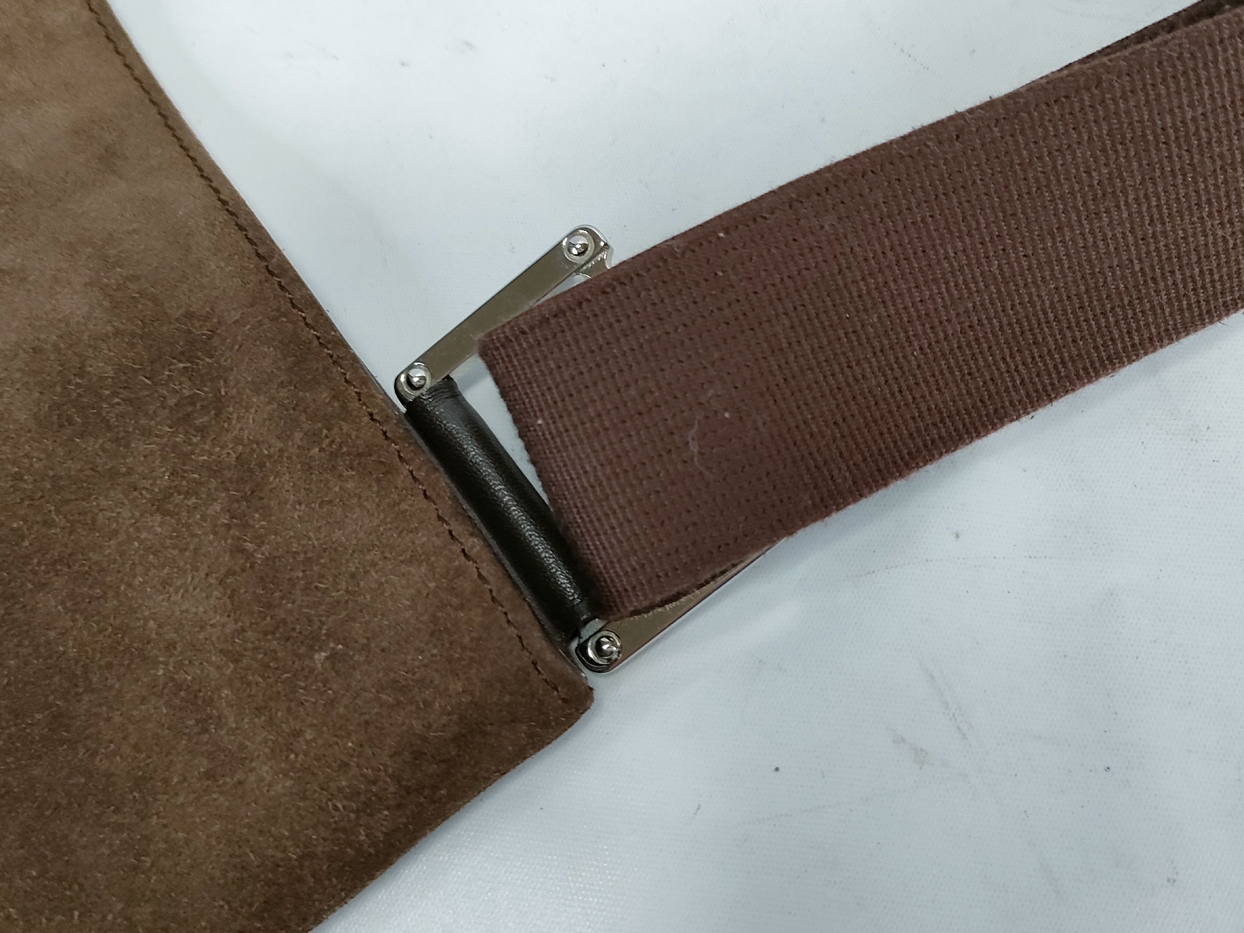 Anagram Suede Shoulder Bag, Brown — view 5