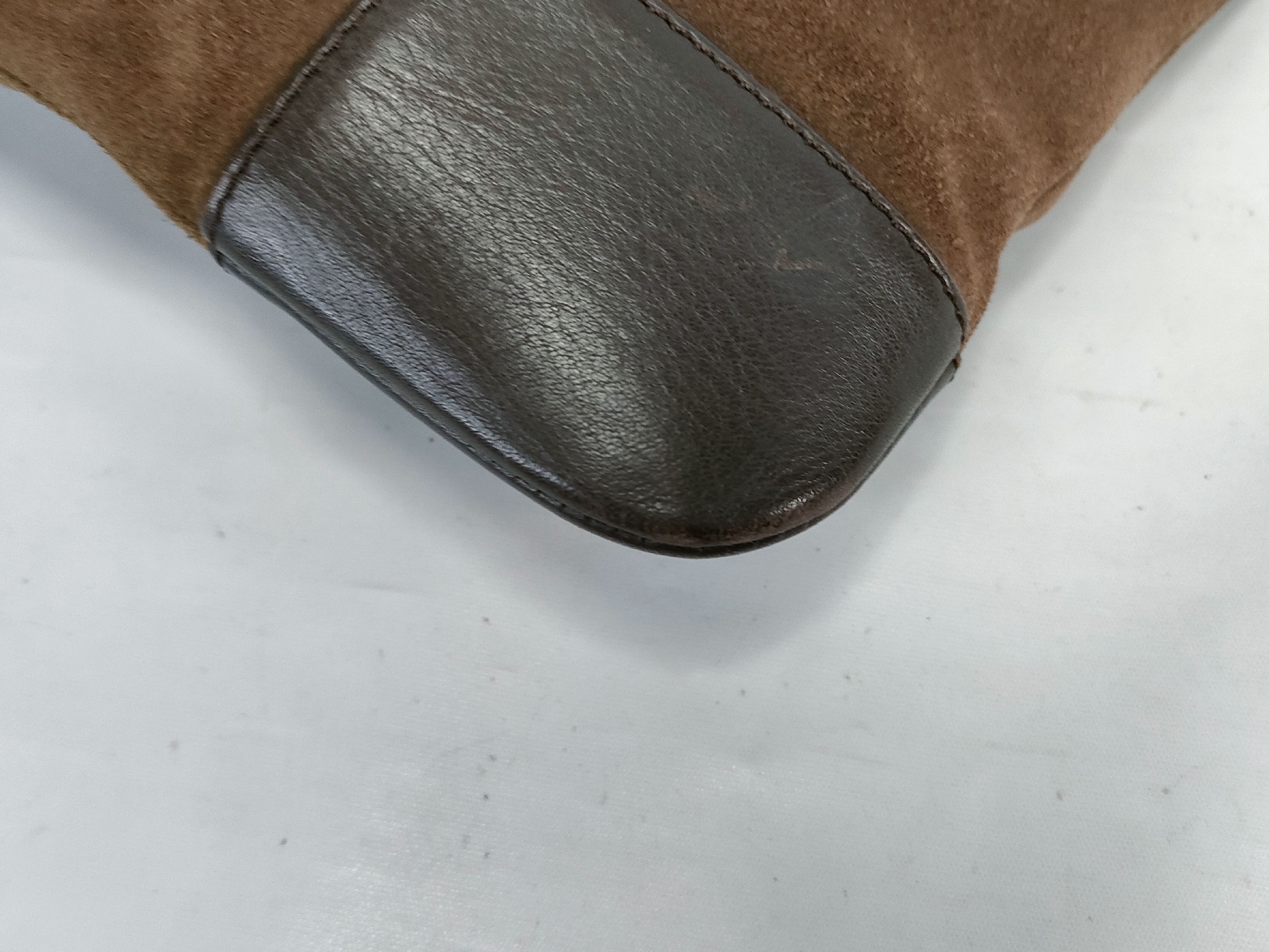 Anagram Suede Shoulder Bag, Brown — view 6