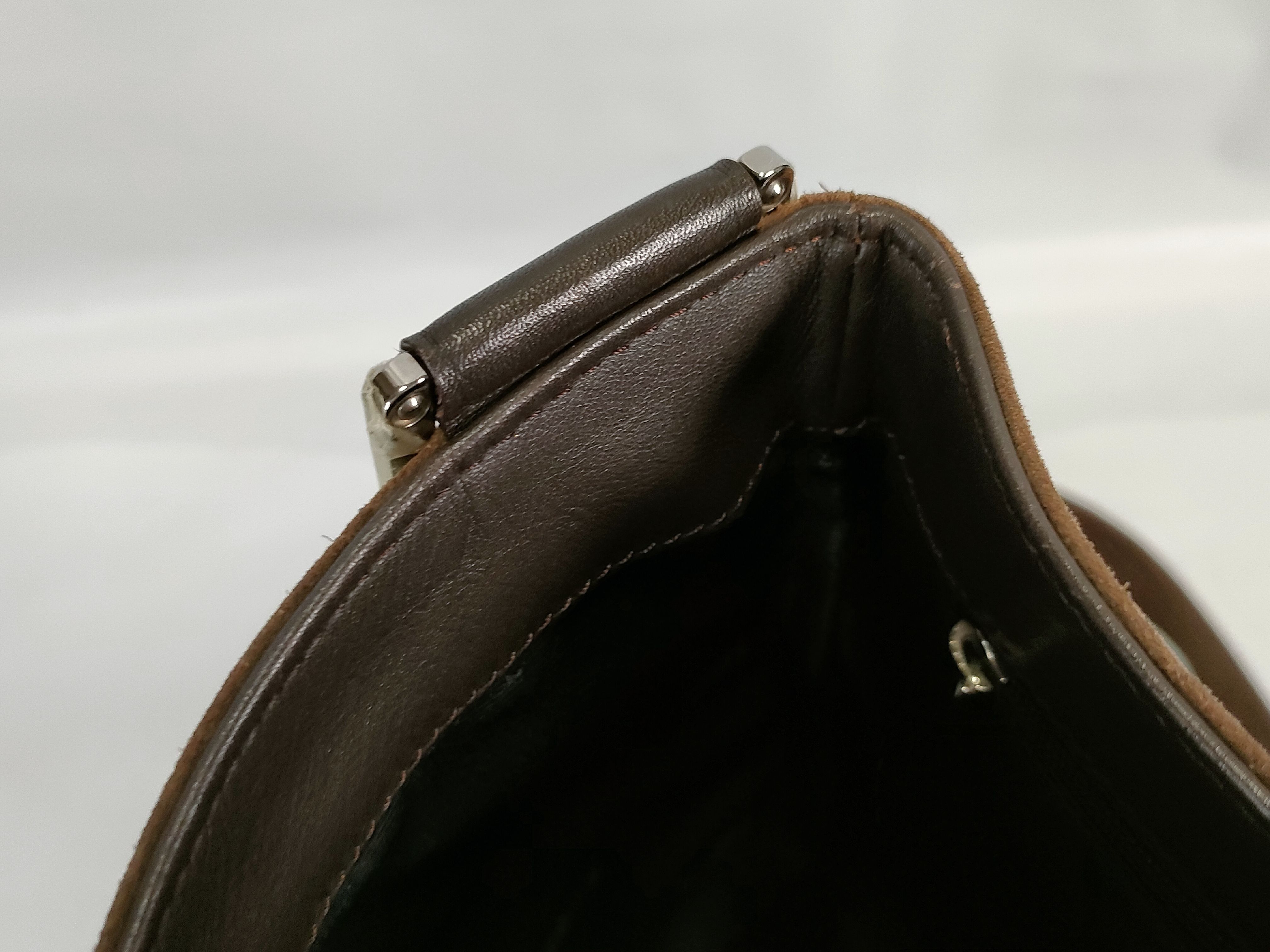 Anagram Suede Shoulder Bag, Brown — view 10