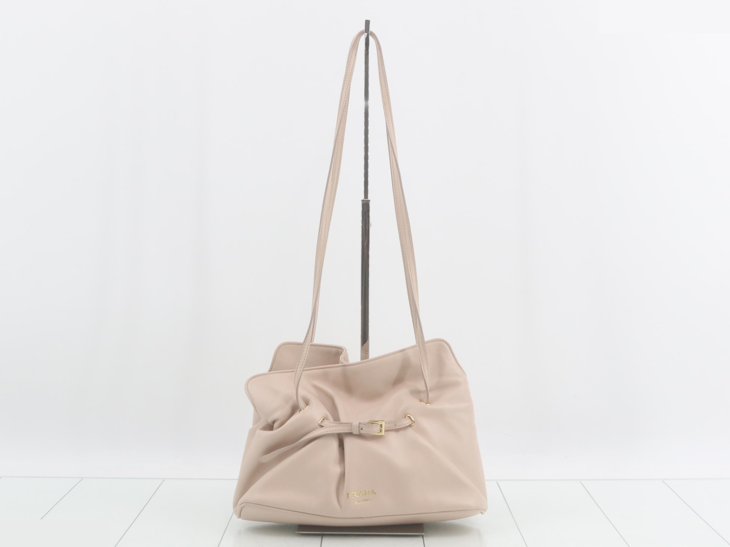 Shoulder bag, leather, beige