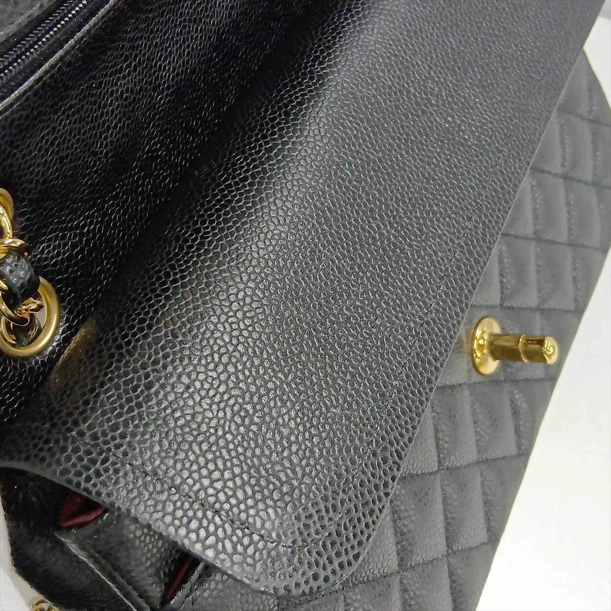 [Individually packaged] Chanel Matelassé 25 Caviar Skin Double Flap Double Chain Bag, Black with Gold Hardware, 19176570, Serial Number , A01112 — view 11