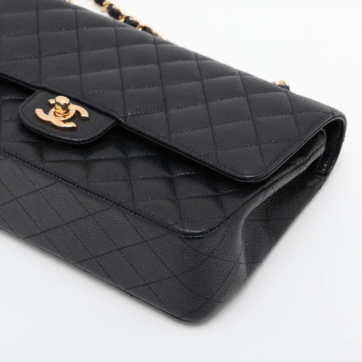 [Individually packaged] Chanel Matelassé 25 Caviar Skin Double Flap Double Chain Bag, Black with Gold Hardware, 19176570, Serial Number , A01112 — view 3