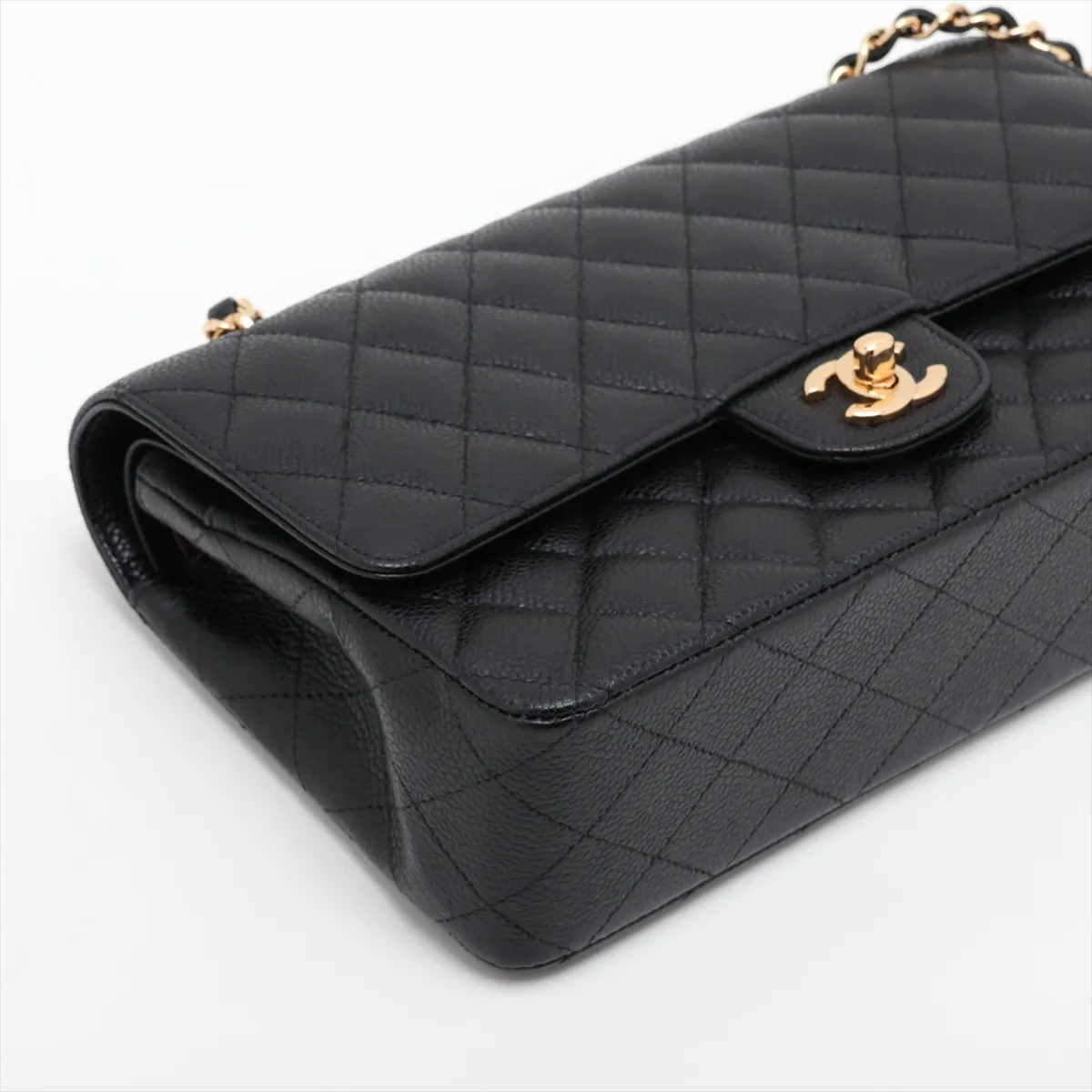 [Individually packaged] Chanel Matelassé 25 Caviar Skin Double Flap Double Chain Bag, Black with Gold Hardware, 19176570, Serial Number , A01112 — view 4