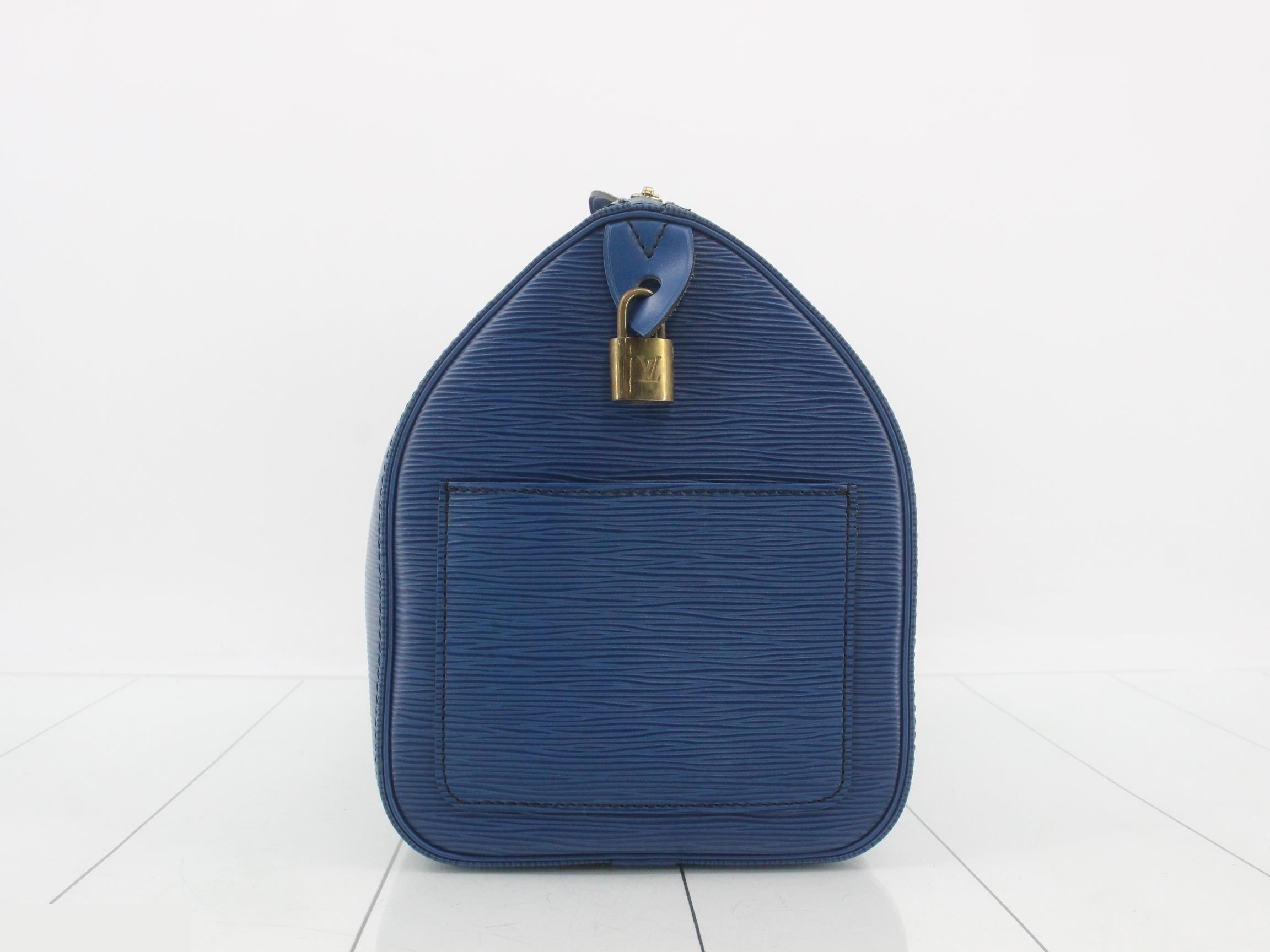 Epi Speedy 30 Toledo Blue Handbag — view 3