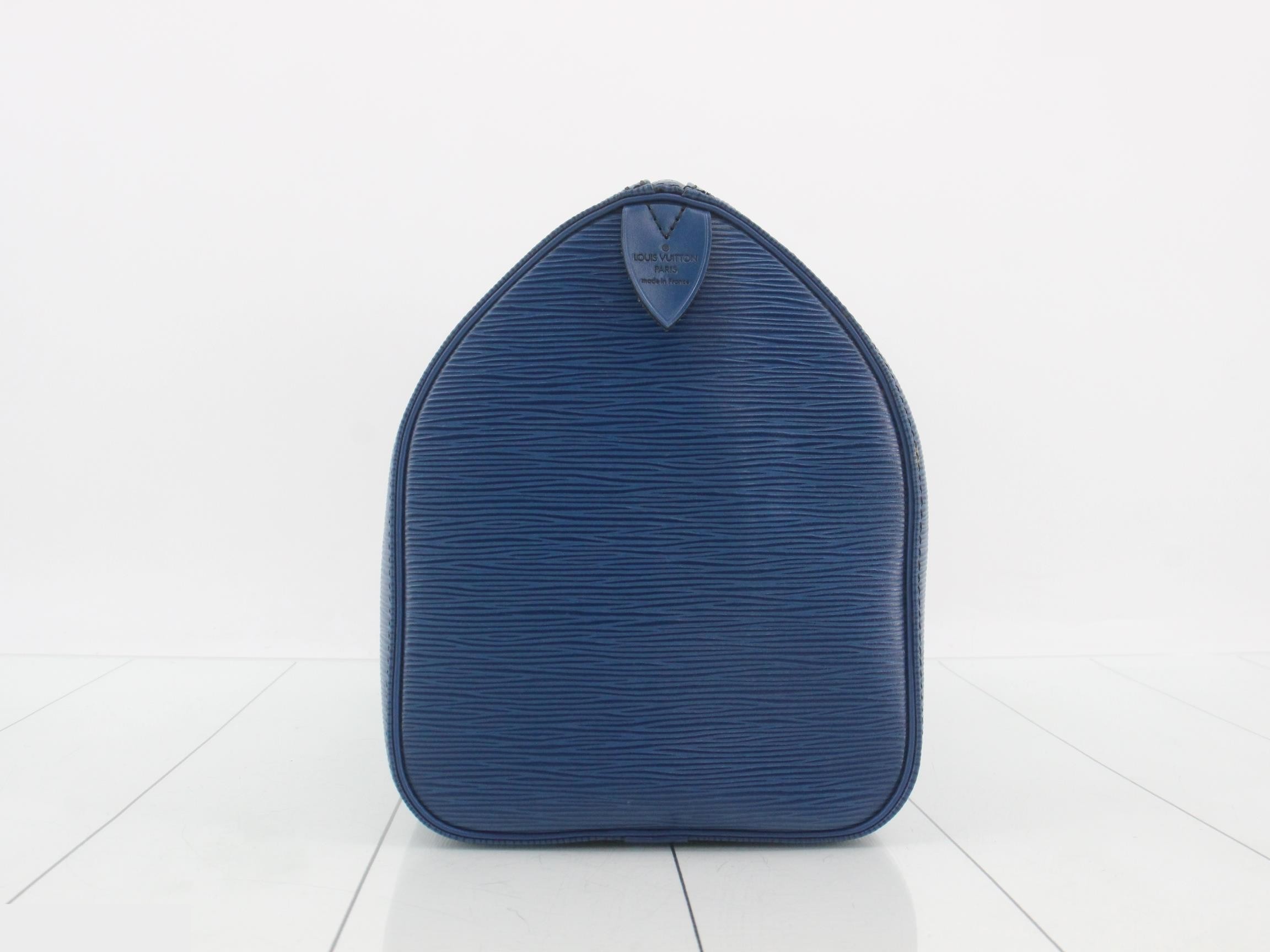 Epi Speedy 30 Toledo Blue Handbag — view 4