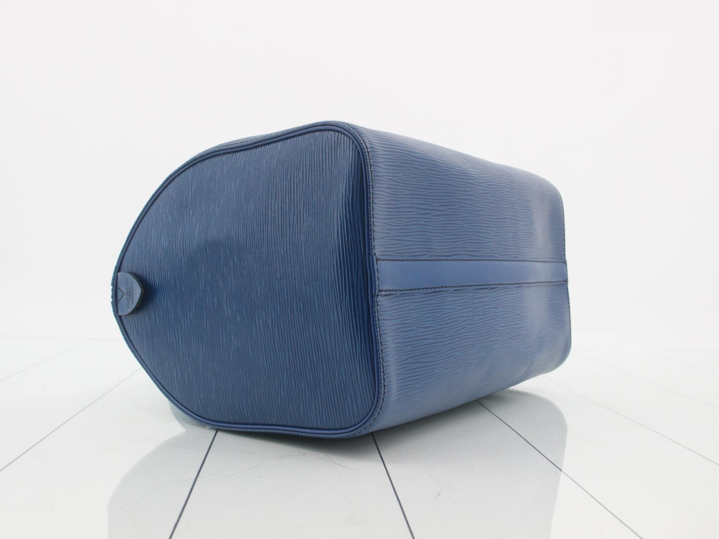 Epi Speedy 30 Toledo Blue Handbag — view 5