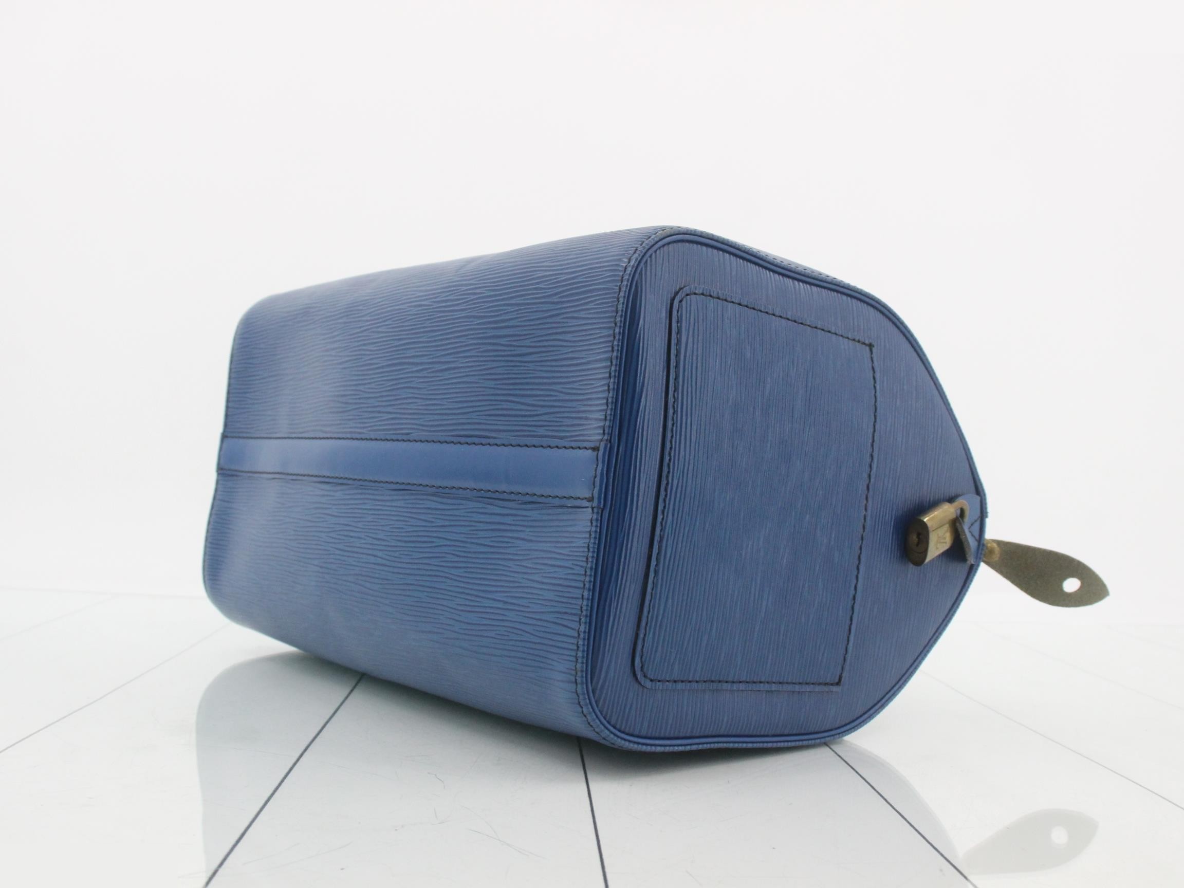 Epi Speedy 30 Toledo Blue Handbag — view 6