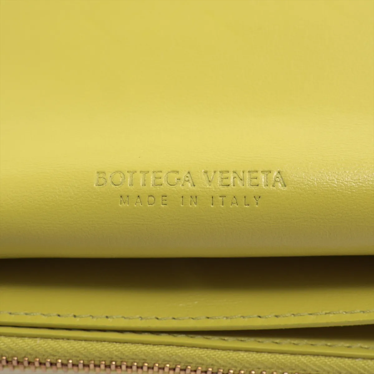 Intrecciato Leather Long Wallet, Yellow — view 7
