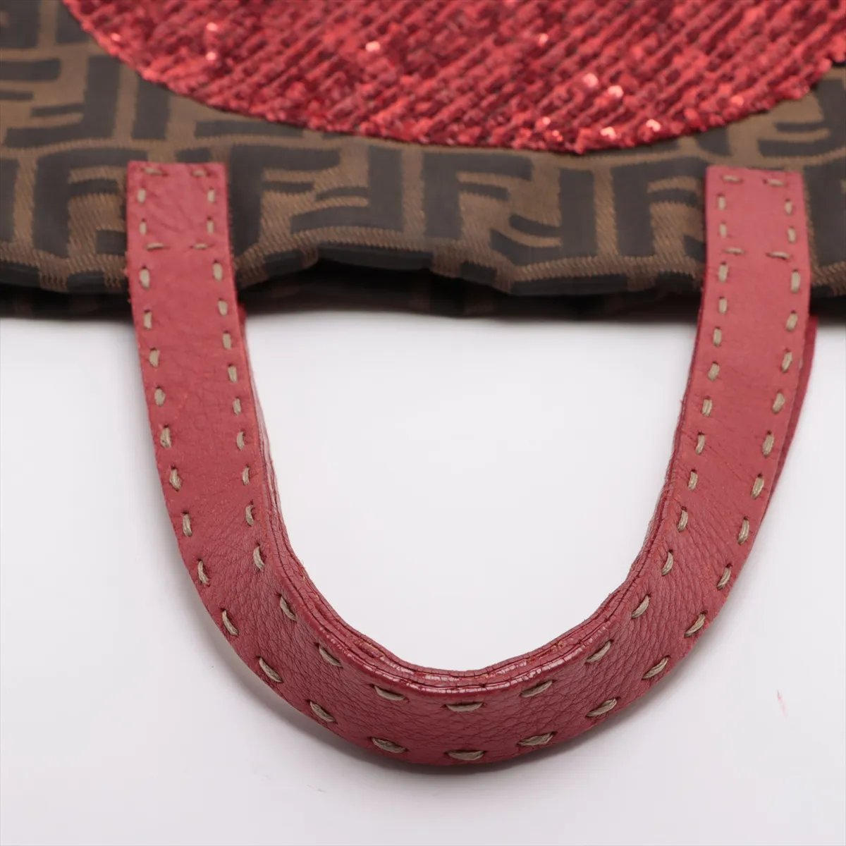 Zucca Canvas x Leather Tote Bag Brown x Red 8BH119 — view 5