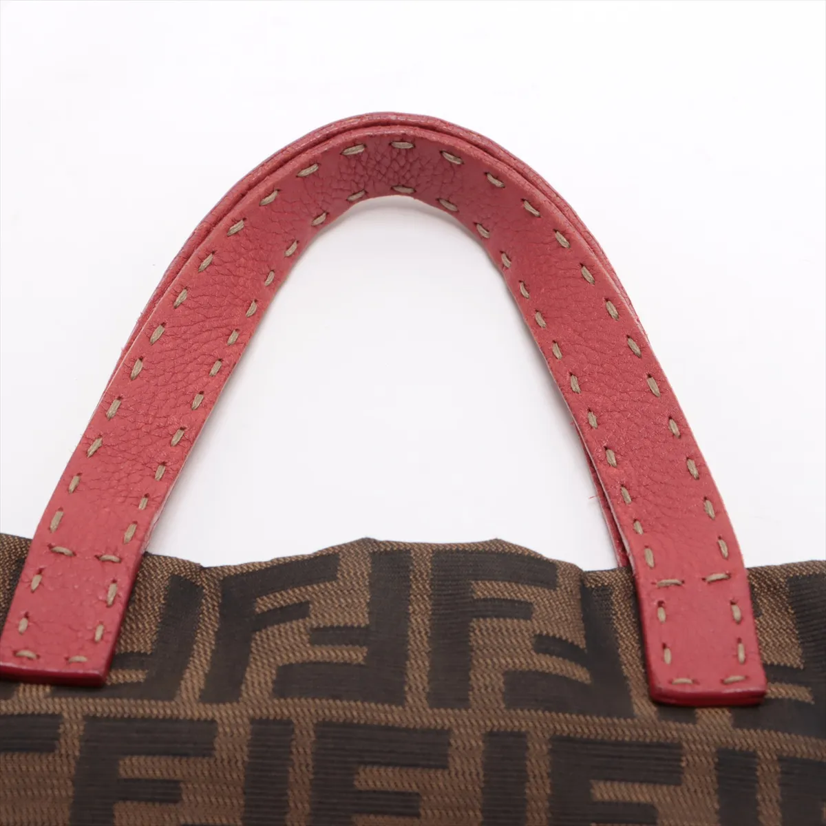 Zucca Canvas x Leather Tote Bag Brown x Red 8BH119 — view 6