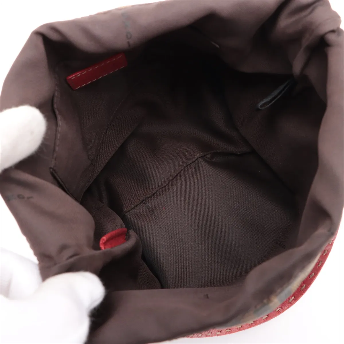 Zucca Canvas x Leather Tote Bag Brown x Red 8BH119 — view 7